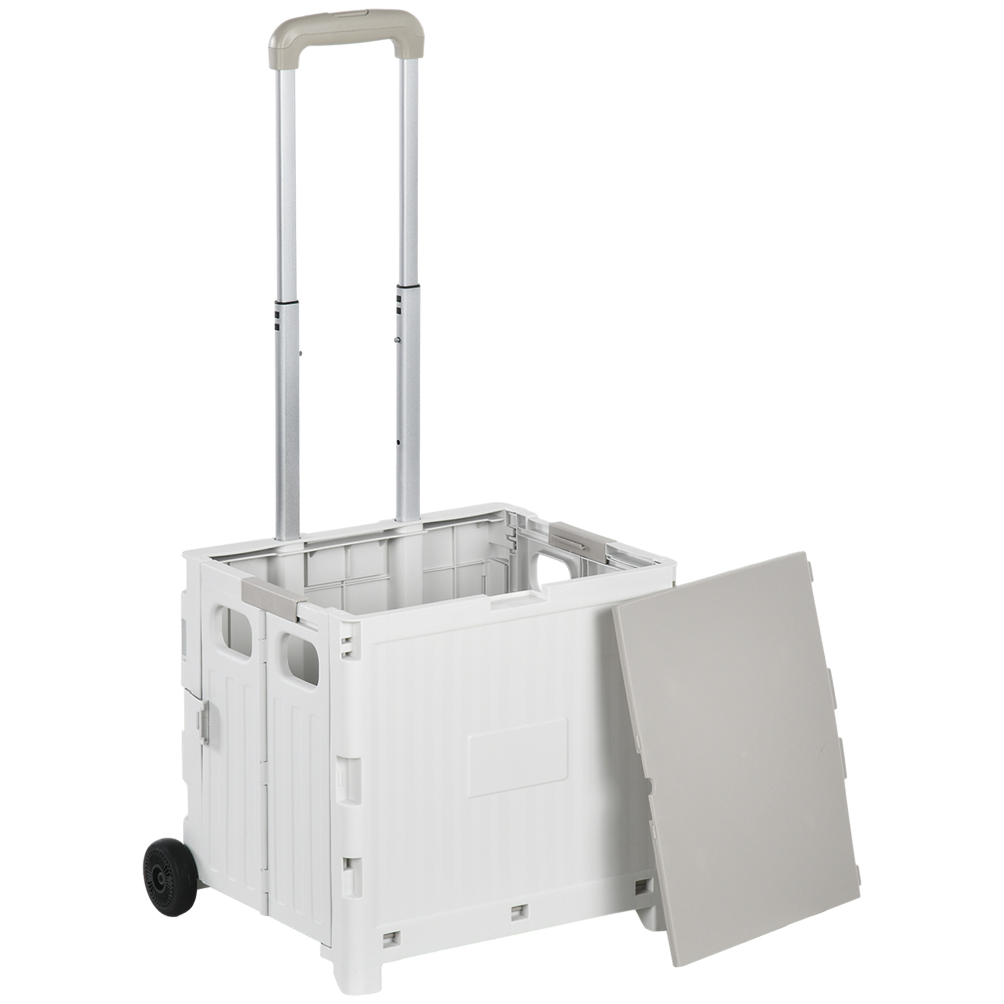 HOMCOM Carrito para Supermercado con 2 Ruedas Longitud de Mango Ajustable Capacidad 32 Litros 41,5x32,5x85 cm Blanco