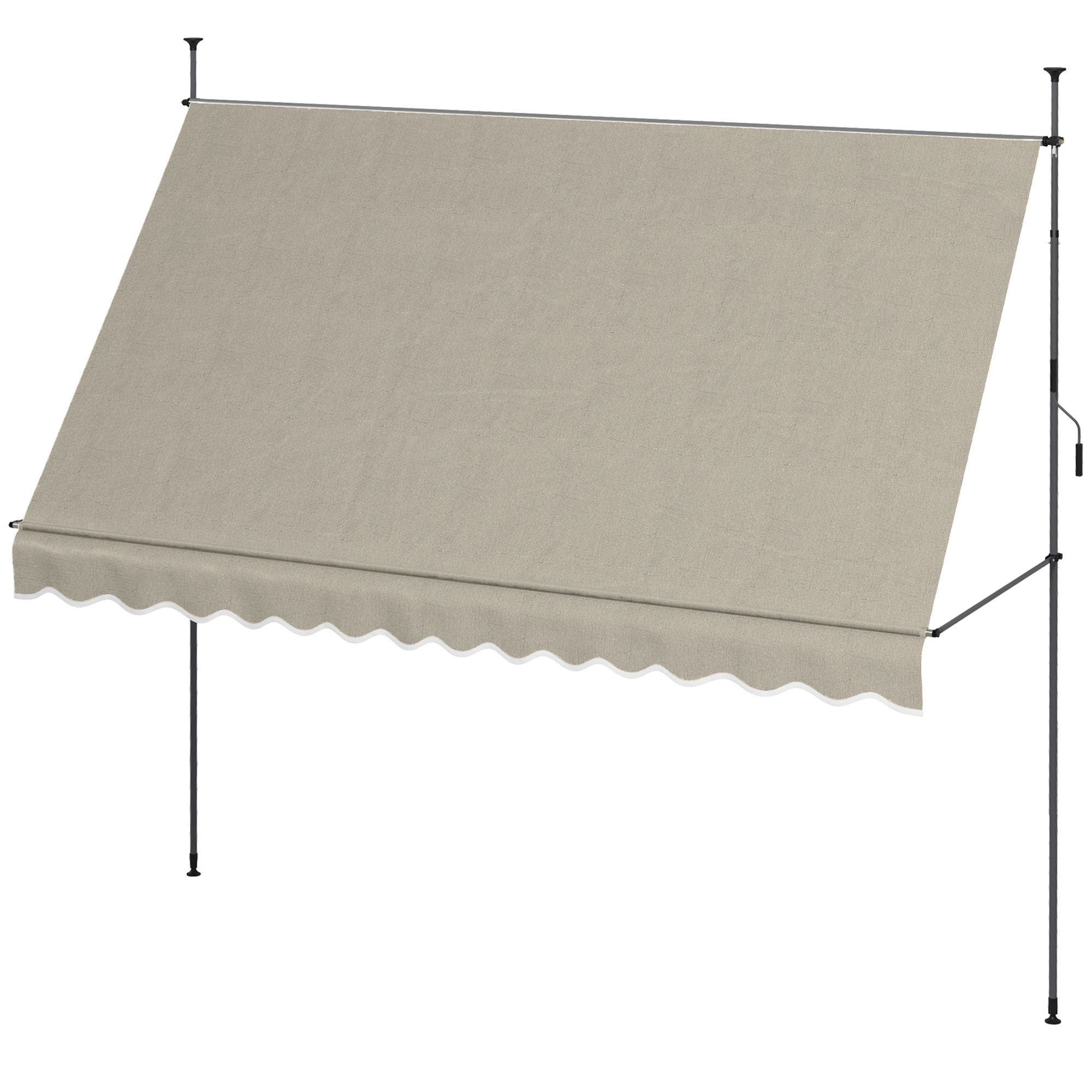 Outsunny Store Banne Autoportant Manuel 1,5 X 1,2 M - Auvent Rétractable Réglable Pour Balcon Et Terrasse, Sable