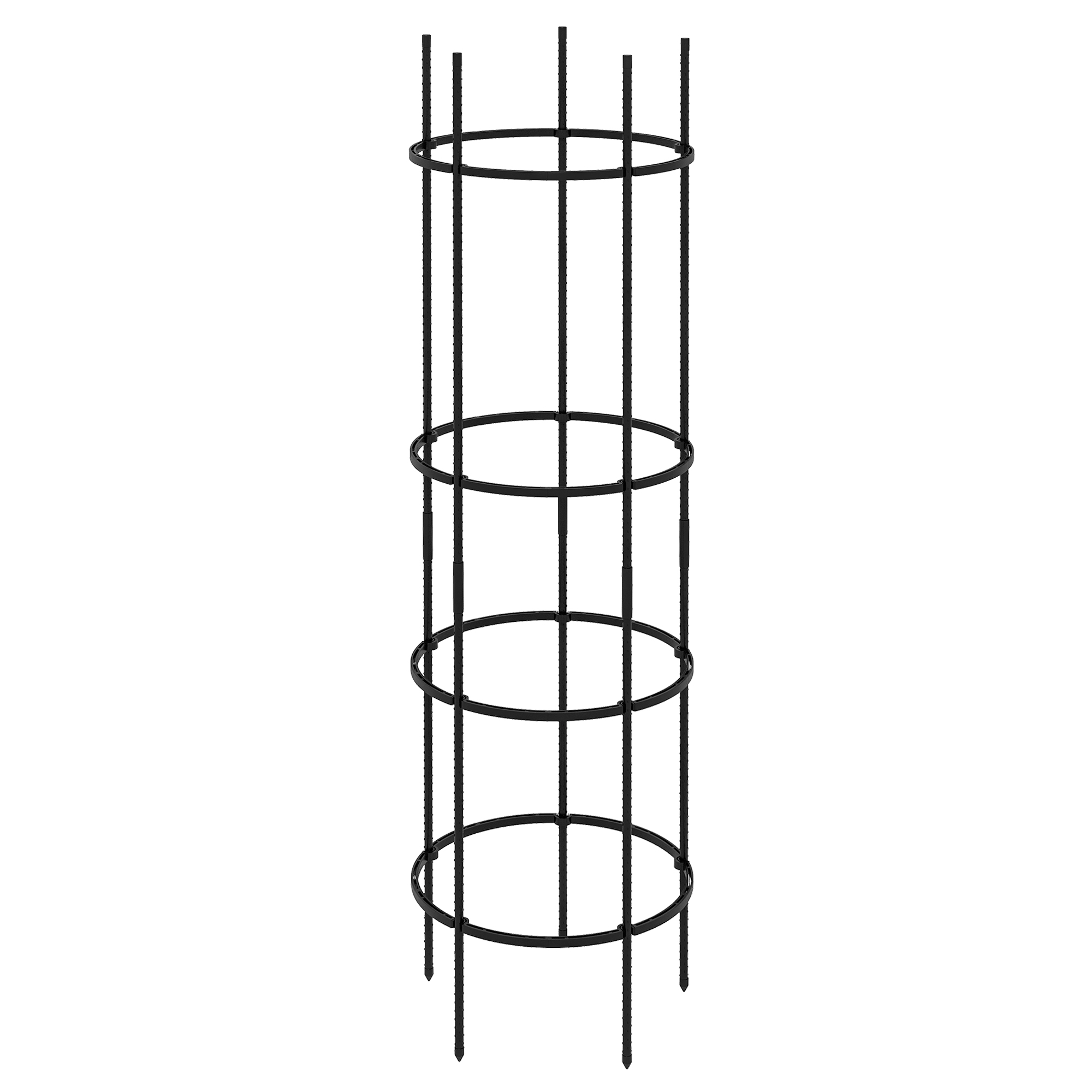 ThxToms 4 stuks tuinrankhulp van metaal, kern 160 cm met 60*plantclips | Tomatenkooi plantensteun obelisk klimrek spalier | Rankrooster klimhulp