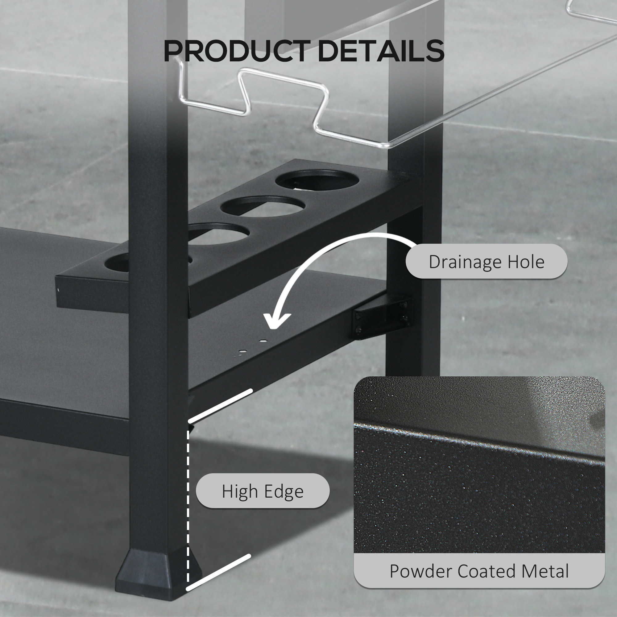 Outsunny Multi-Feature BBQ Grill Table, with Stainless Steel Top - Black