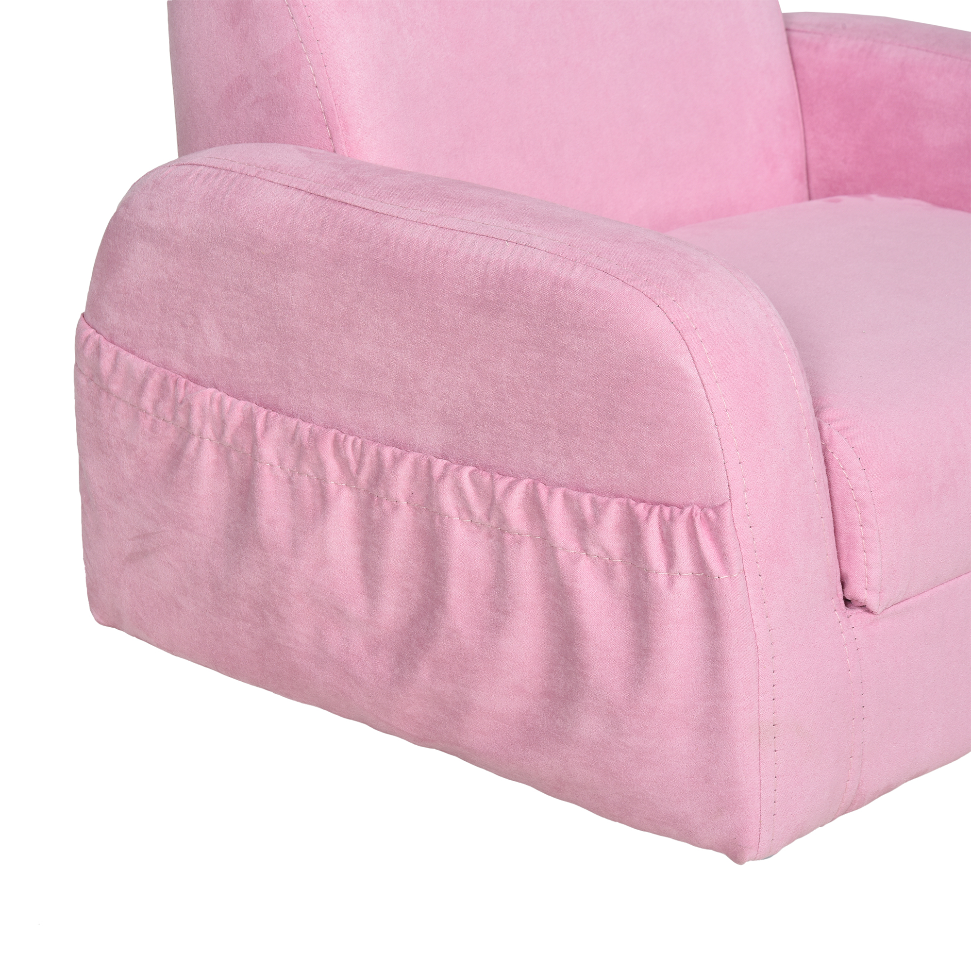 Costzon Divano Per Bambina Con Ottomano – Trono Principessa Con Decorazione Diamante, Rivestito In PVC, Legno Massello, Bianco, 58x40x48 Cm