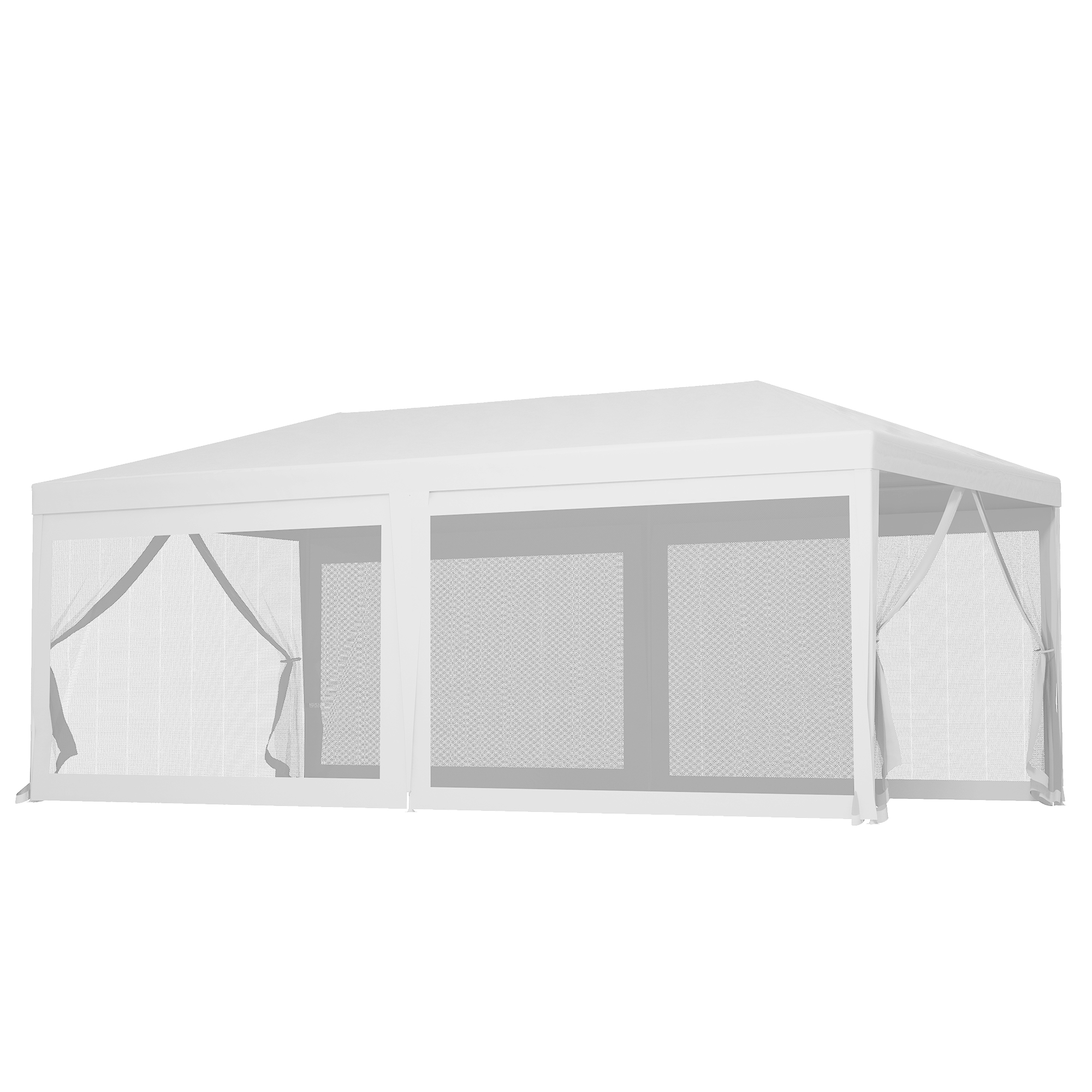Outsunny Carpa de Jardín 6x3 m con 6 Mosquiteras Laterales 2 Puertas con Cremallera para Terraza Patio Blanco