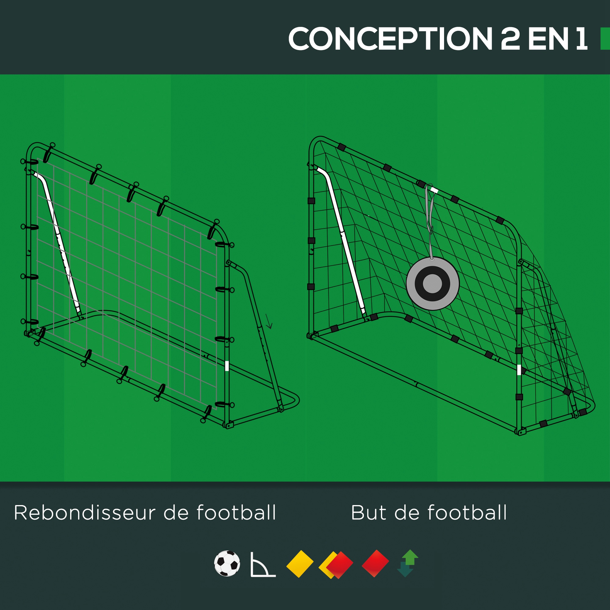 Filet De Rebond De Football Angle Réglables Avec Filet De Rebond Cible Mobile Sardines De Fixation Fournies 91906023