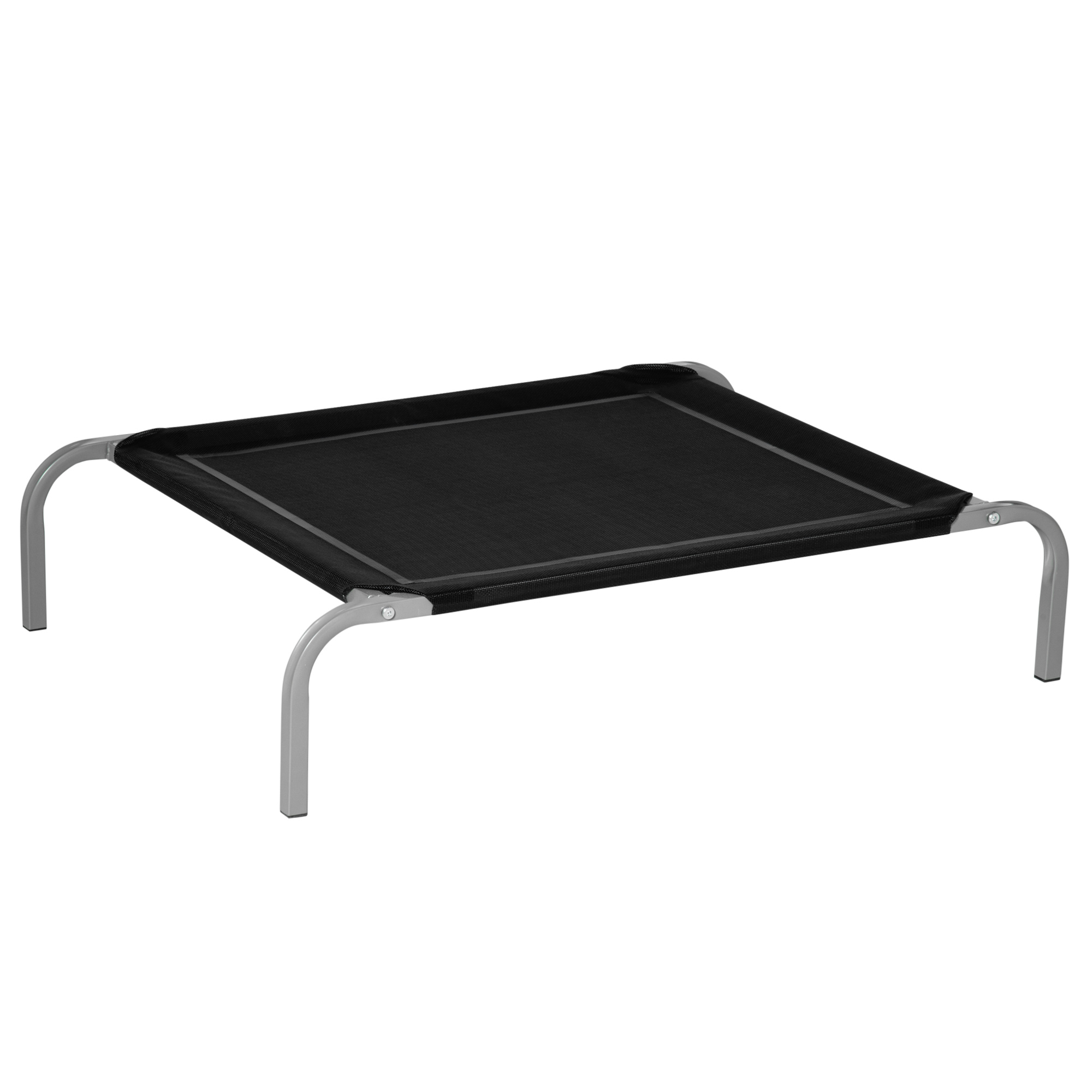 PawHut Cama Elevada para Perros Gatos Transpirable con Marco de Acero Ideal para Dormir Relajar Interior Exterior 90x65x20 cm Negro   Aosom España