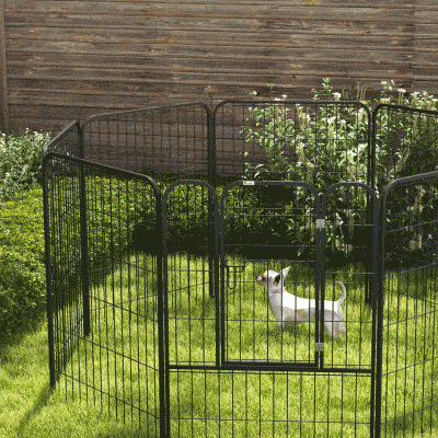 PawHut 8 Panels Heavy Duty Puppy Playpen, for Large, Medium Dogs, Indoor and Outdoor Use - Black