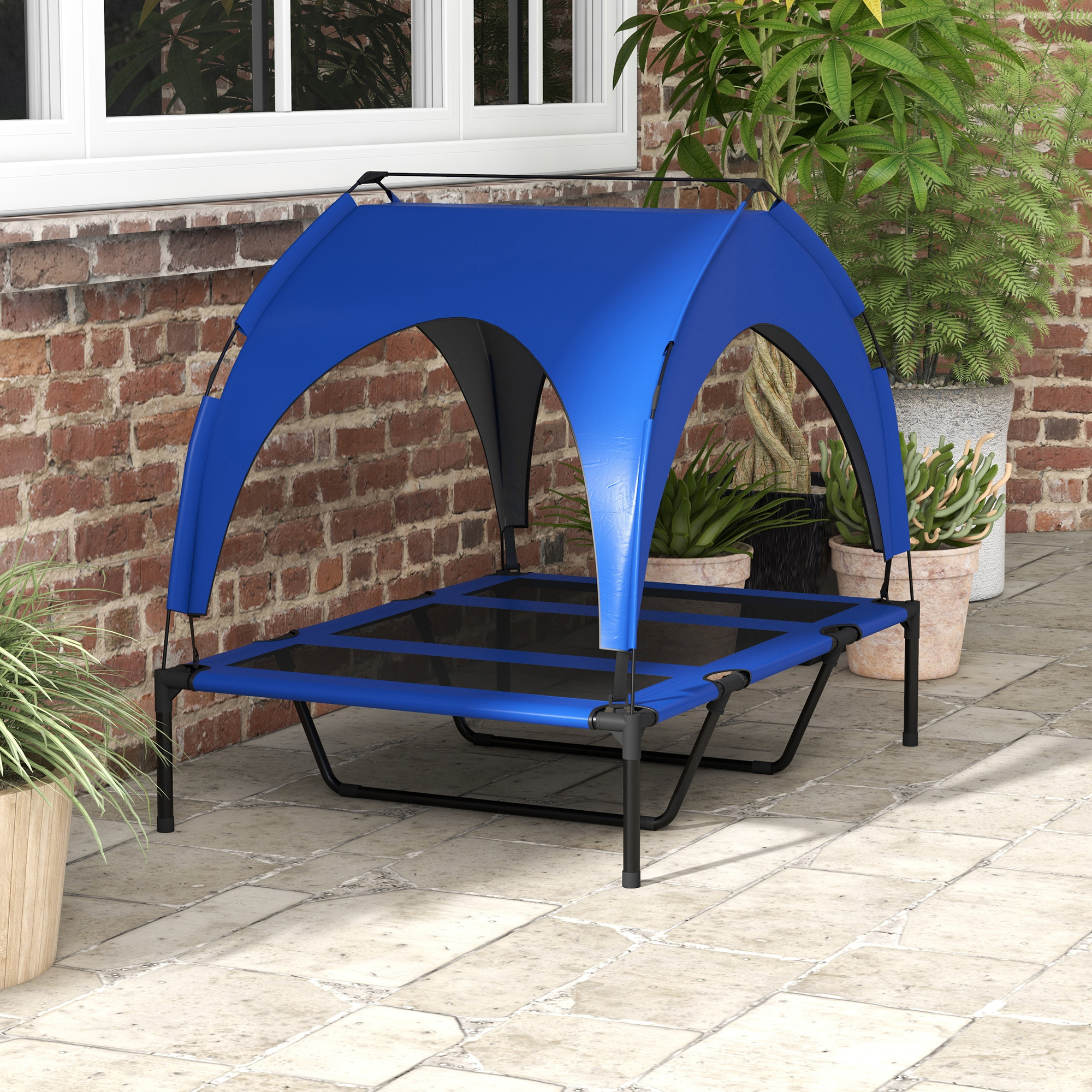 PawHut Cooling Raised Pet Bed with Washable Breathable Mesh for Large Dogs, 106 x 76 x 94cm, Dark Blue