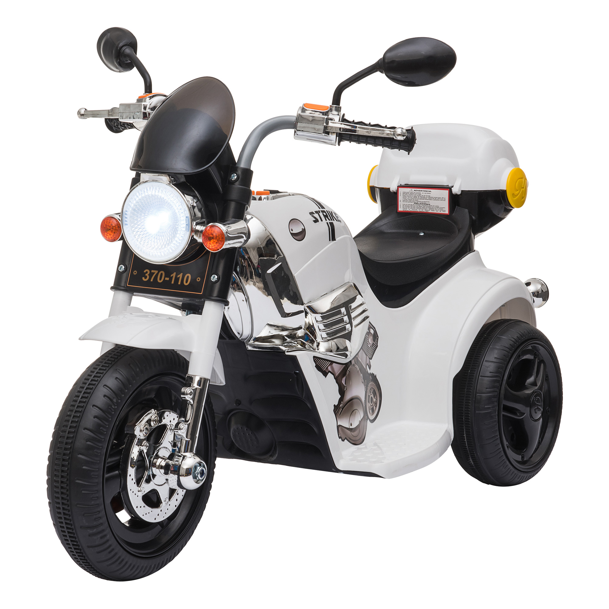 HOMCOM Moto Électrique Enfant 3 Roues 6V – 3 Km/h, Effets Lumineux Et Sonores, Dès 3 Ans