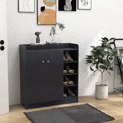 HOMCOM Meuble Chaussures Noir 83x30x90cm avec Étagère