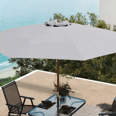 Outsunny Sombrilla Terraza Exterior Ø300 cm con Techo Ventilado y Poste Desmontable de Madera para Terraza Patio Blanco