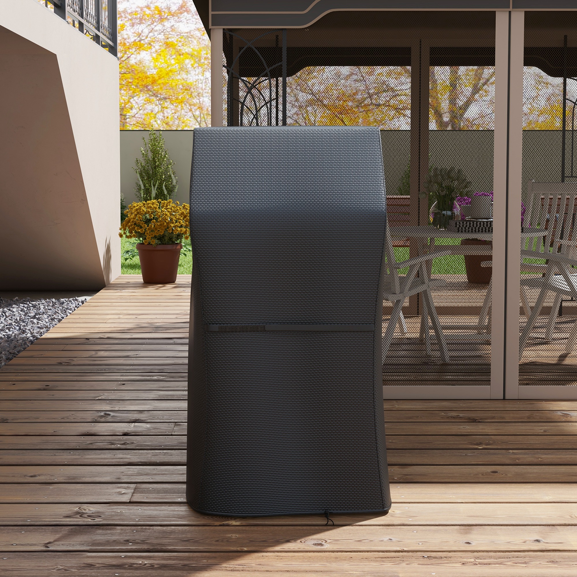 Outsunny Protective Grill Cover, 147 x 61cm, Durable Plastic Coated, Weather-Resistant, Black