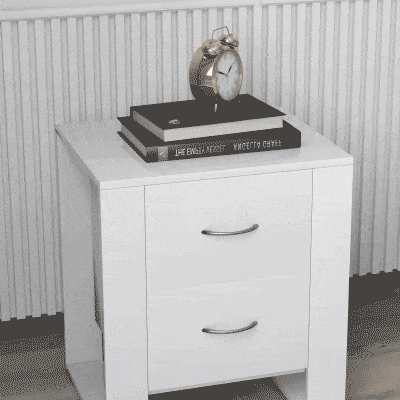 HOMCOM Mesita de Noche con 2 Cajones Patas y Base Elevada para Dormitorio Mesa Lateral para Sala de Estar Estilo Moderno 48x39x54 cm Blanco