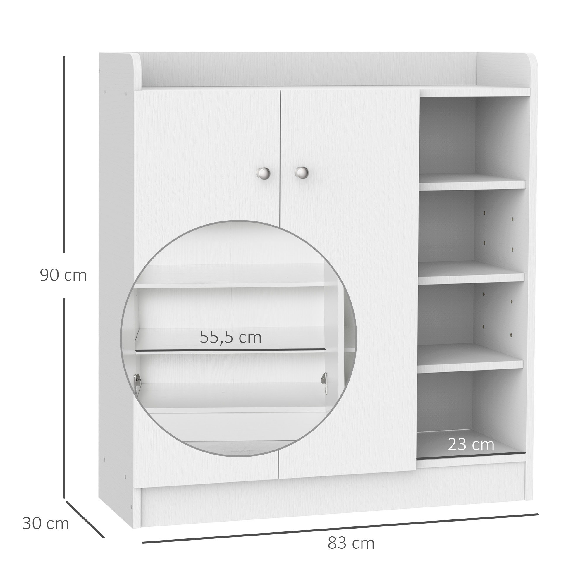 Homcom schoenenkast met 4 vakken voor 24 paar schoenen wit 120 x 24 x 81 cm - Meubels kopen? | Korting tot 26
