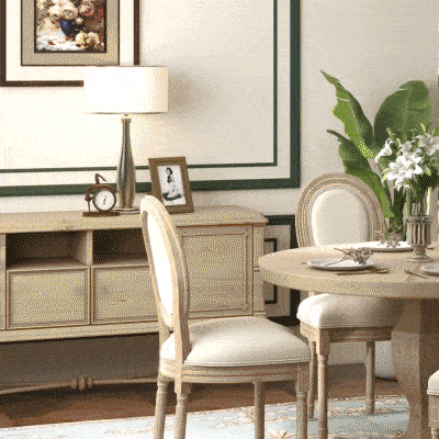 HOMCOM Chaises Salle Manger Bois Lin Beige 2pcs