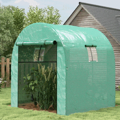 Outsunny Serra a Tunnel 1.8x1.8x2 m in Acciaio e PE Anti UV Verde
