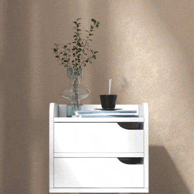HOMCOM Mesa de Noche Multiusos Mesita Auxiliar para Sala de Estar o Dormitorio con 2 Cajones Espaciosos Patas Elevadas de Pino Diseño Moderno 33x28x42 cm Blanco
