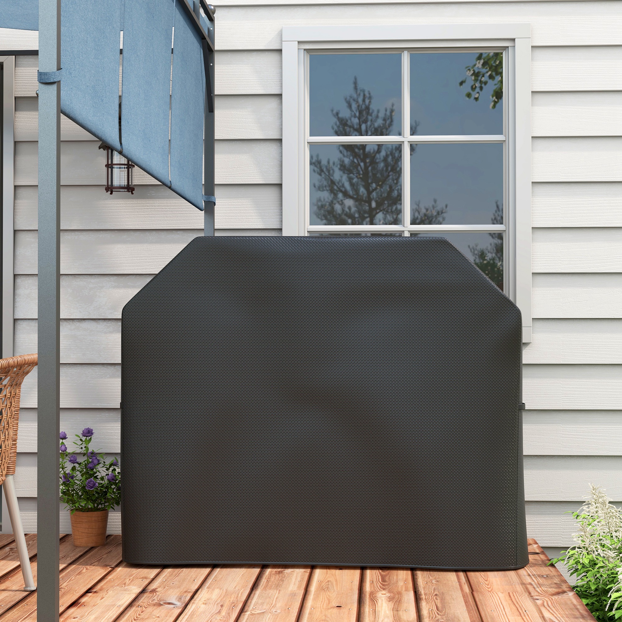 Outsunny Protective Grill Cover, 147 x 61cm, Durable Plastic Coated, Weather-Resistant, Black
