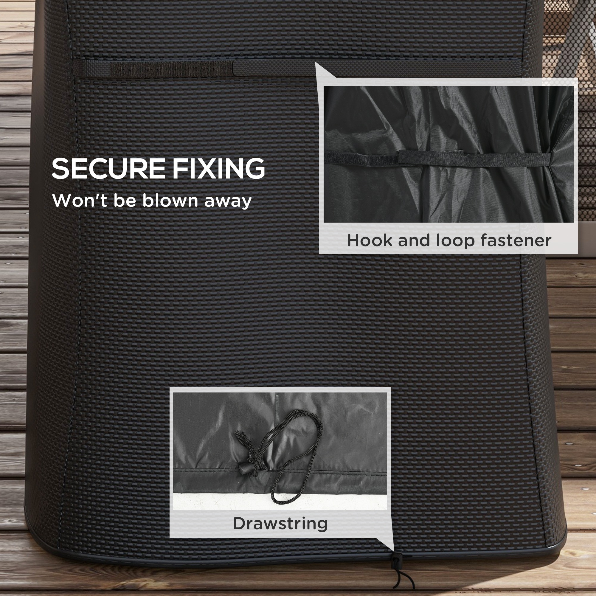 Outsunny Protective Grill Cover, 147 x 61cm, Durable Plastic Coated, Weather-Resistant, Black