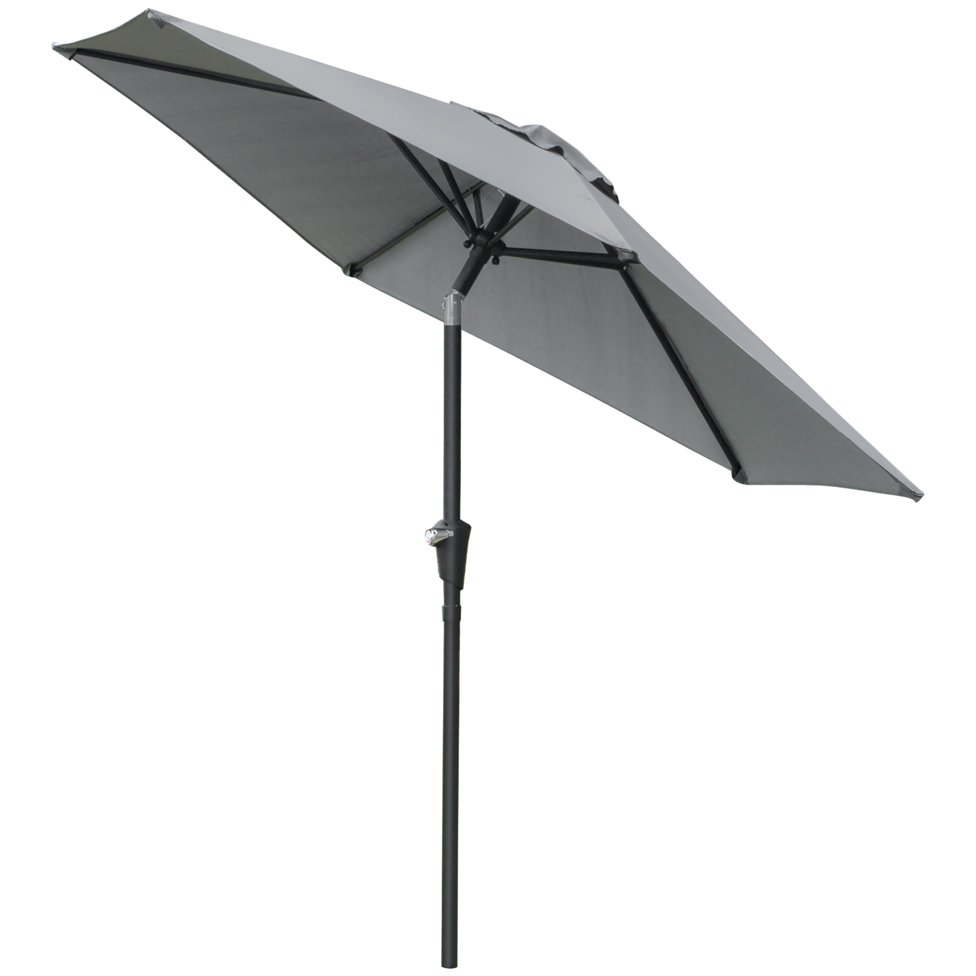 Poze Outsunny Umbrelă Inclinabilă pentru Grădină și Terasă 2.3x2m cu Deschidere Ușoară prin Manivelă, Structură Metalică și 6 Stinghii, Gri | Aosom Romania