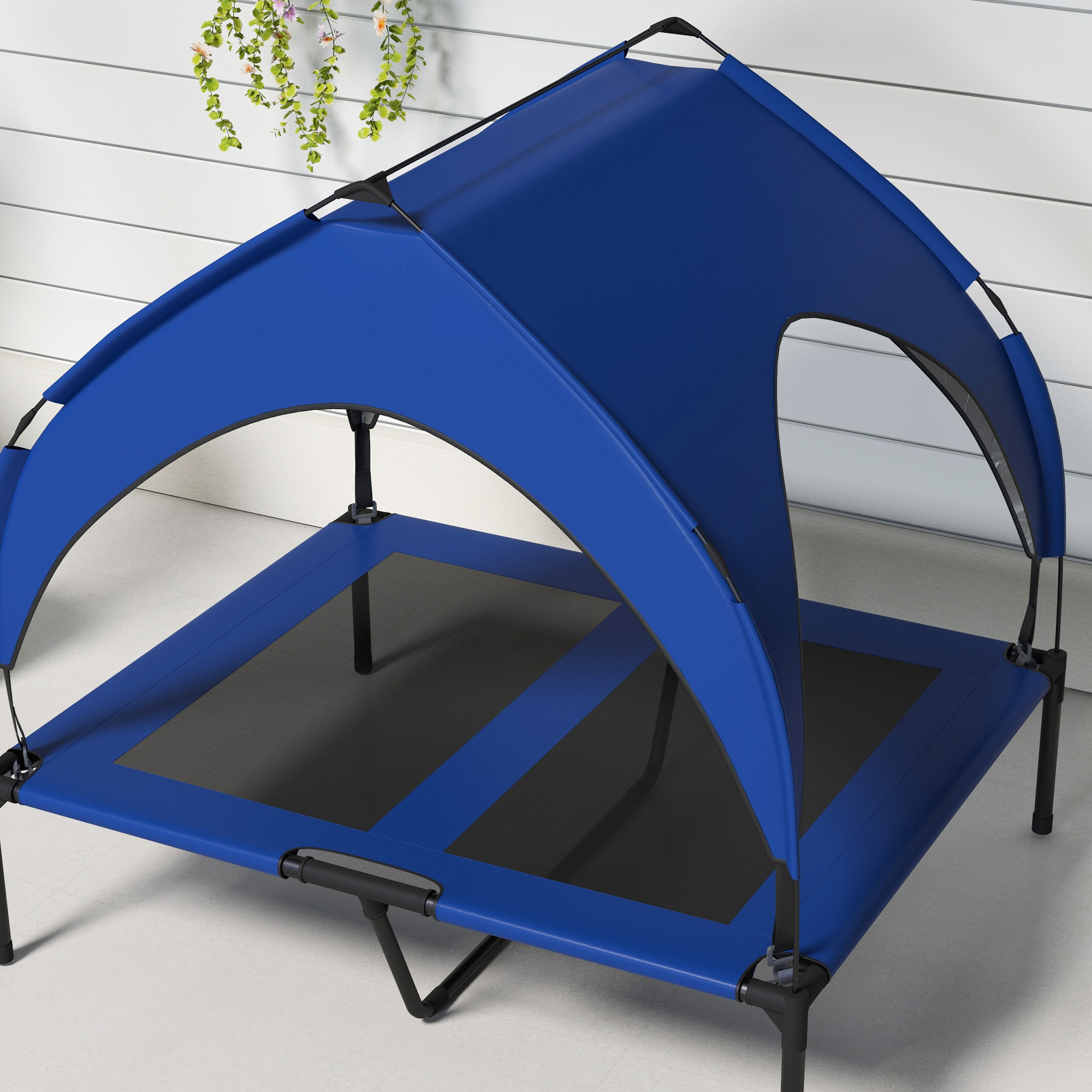 PawHut Cooling Pet Bed Raised with Washable Breathable Mesh for Medium, Large Dogs, 91 x 76 x 89 cm, Dark Blue