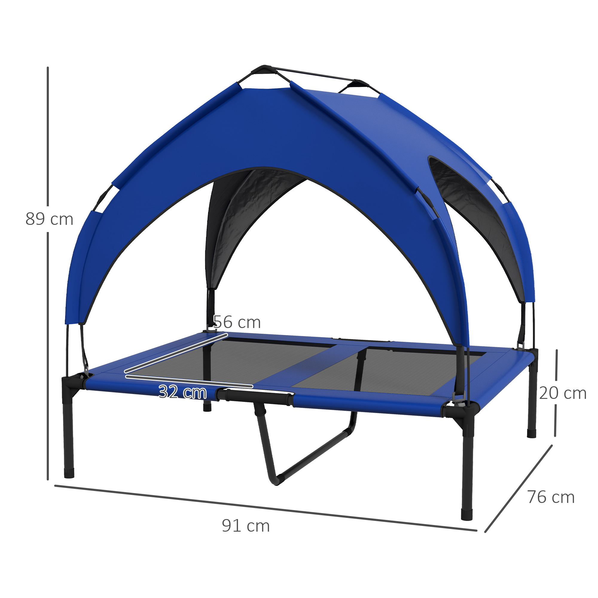 PawHut Cooling Pet Bed Raised with Washable Breathable Mesh for Medium, Large Dogs, 91 x 76 x 89 cm, Dark Blue
