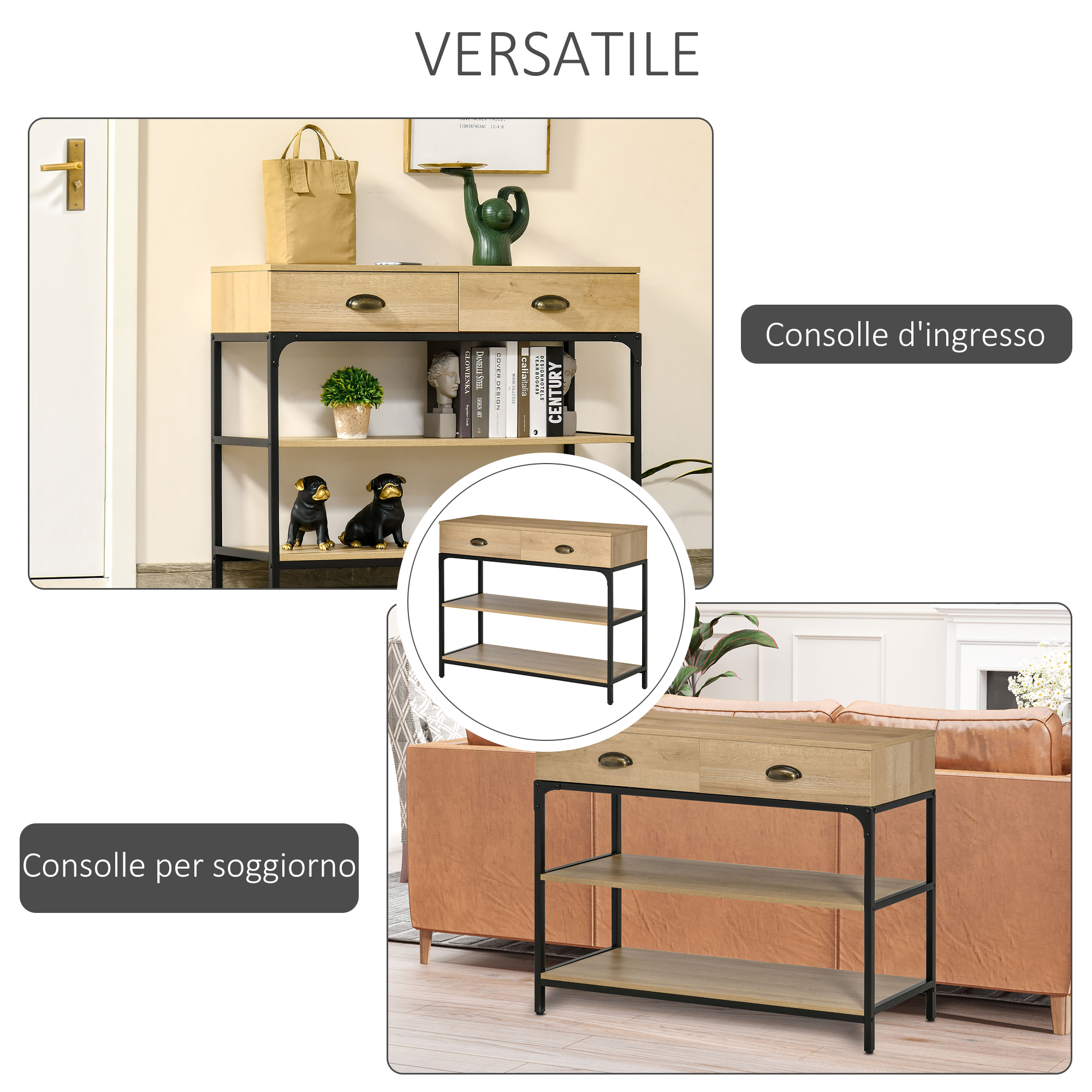 Mobiletto Porta TV Sospeso Extra-Large con 2 Ante e 2 Ripiani Aperti, Bianco | Aosom Italy