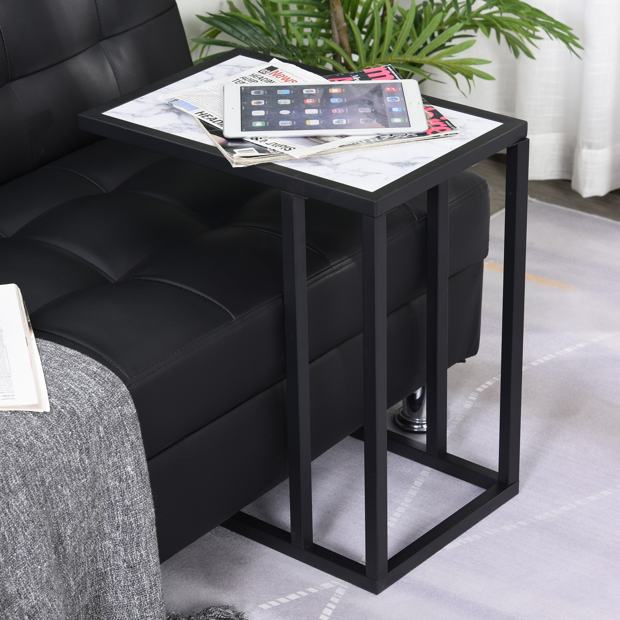 Tavolino A Doppio Ripiano KEBMCHN - Design Marmo, Regolabile In Altezza, Perfetto Per Divano E Camera