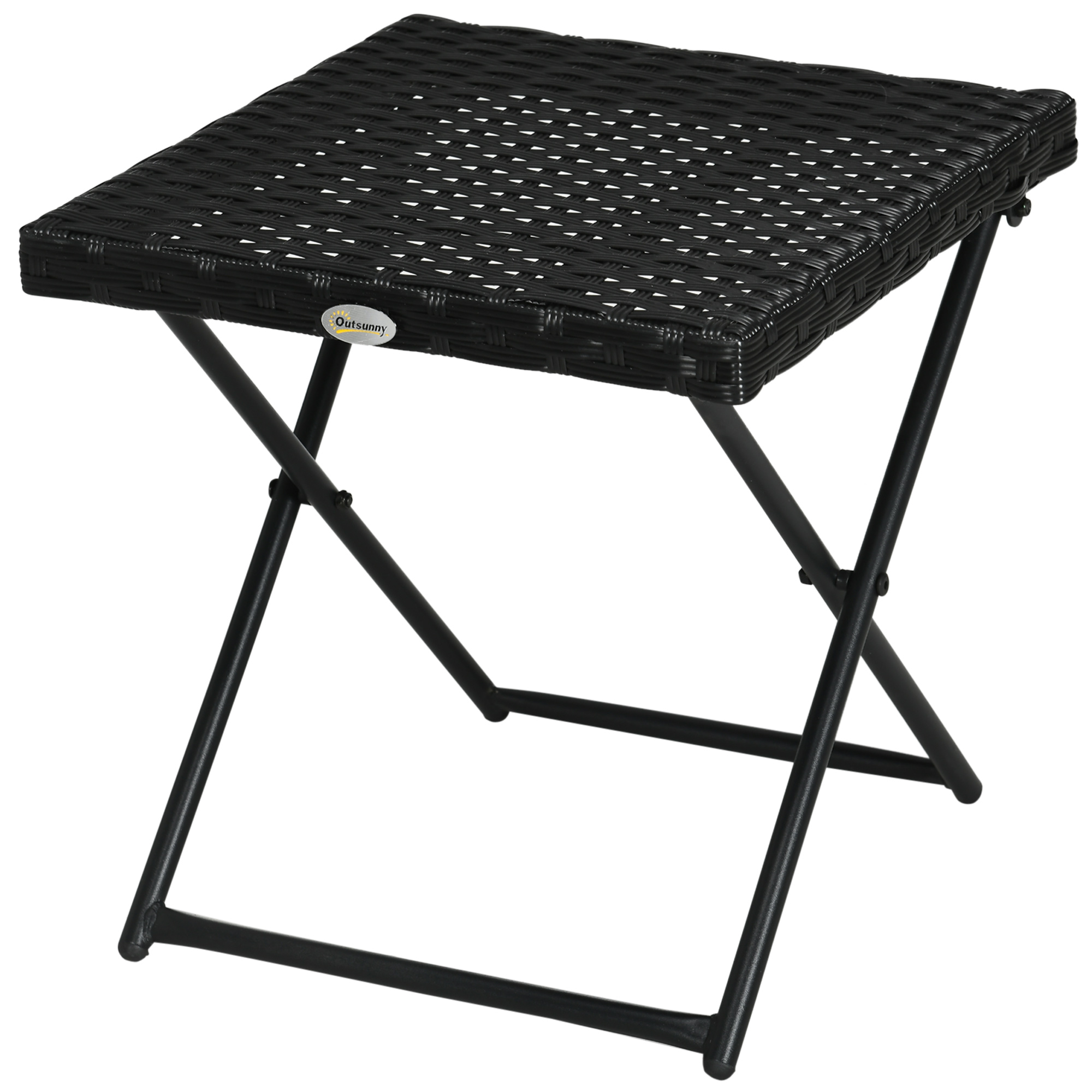 Poze Outsunny Masuta pentru Gradina Pliabila din Ratan Sintetic si Otel, Masuta pentru Exterior Economie Spatiu 40x40x40cm, Negru