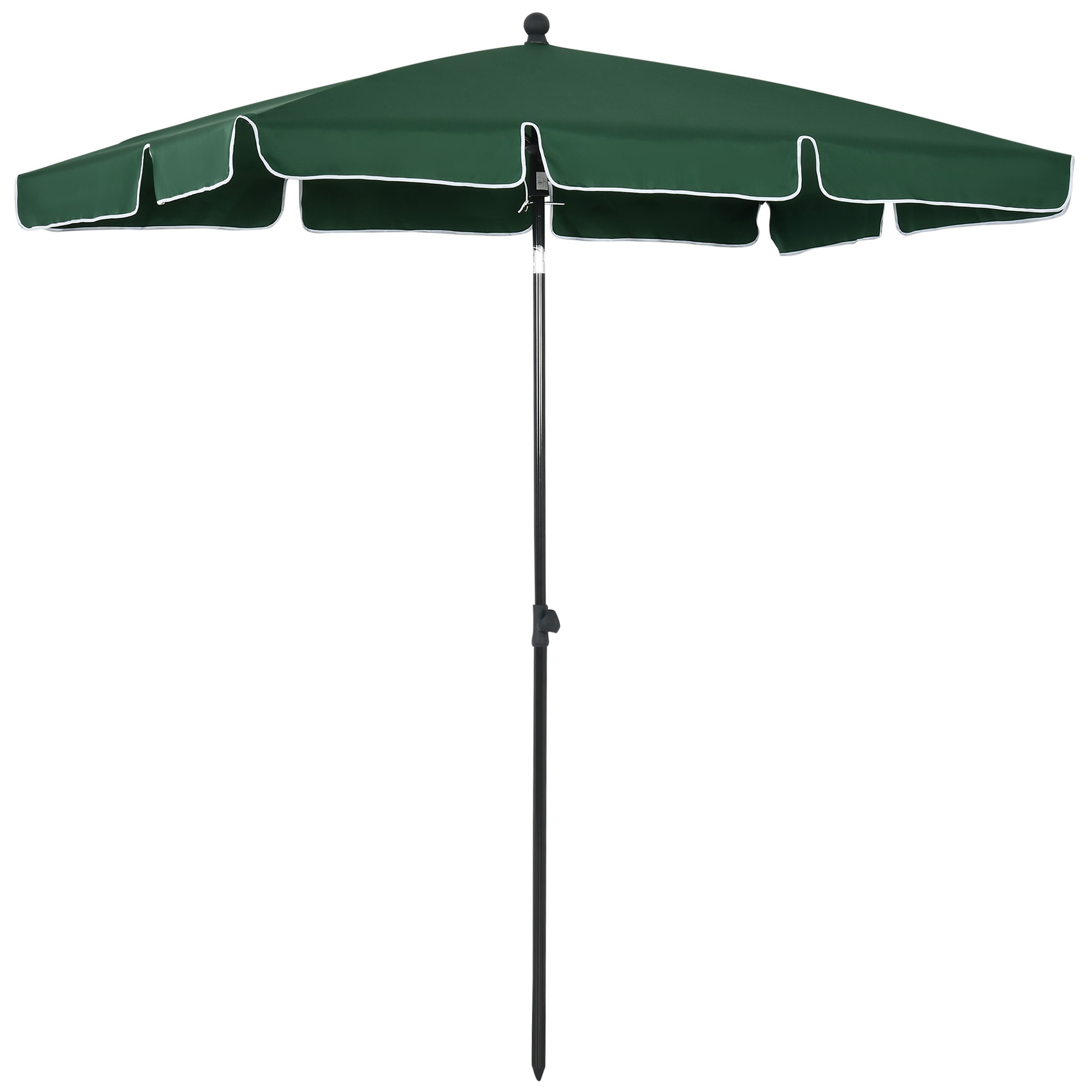 Poze Outsunny Umbrelă pentru Grădină Dreptunghiulară, cu Inclinare Reglabilă și Stâlp din Aluminiu, 2x2.4m, Verde/Negru | Aosom Romania