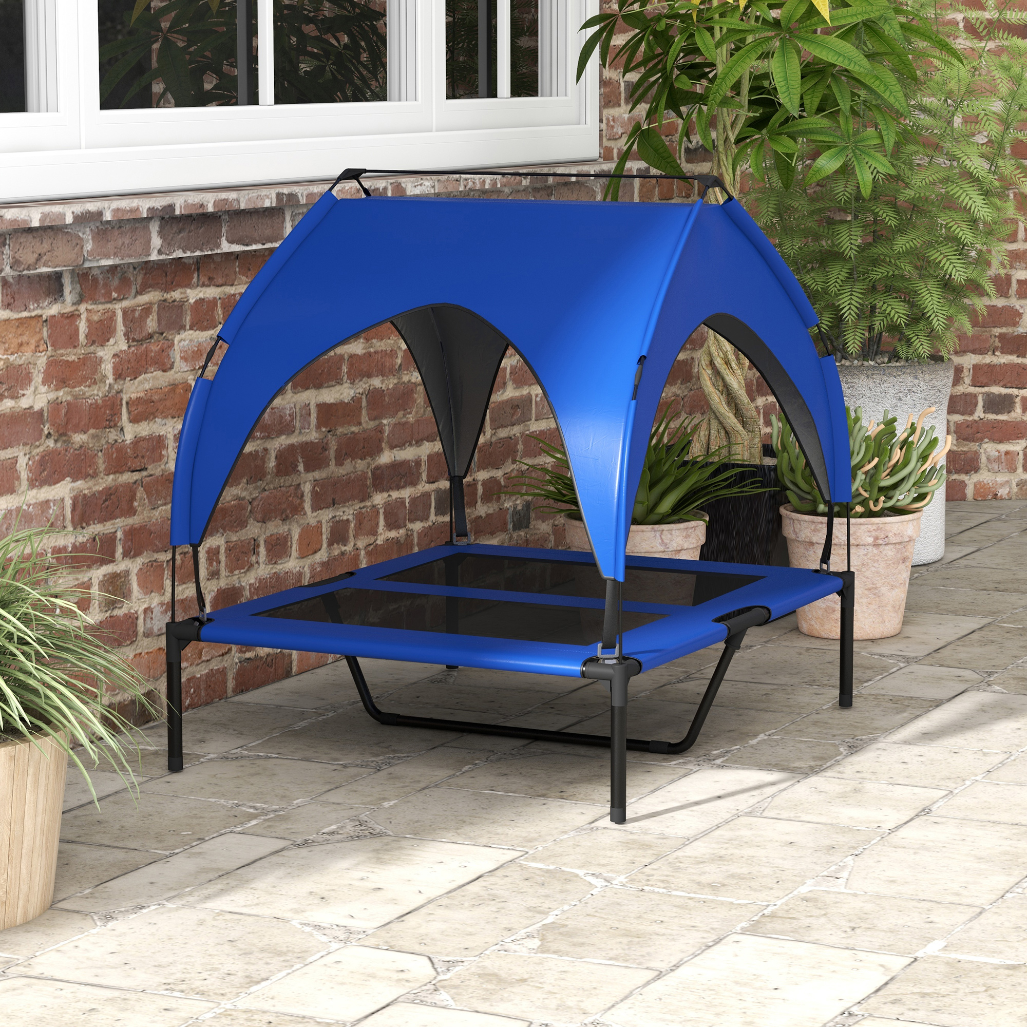 PawHut Cooling Pet Bed Raised with Washable Breathable Mesh for Medium, Large Dogs, 91 x 76 x 89 cm, Dark Blue
