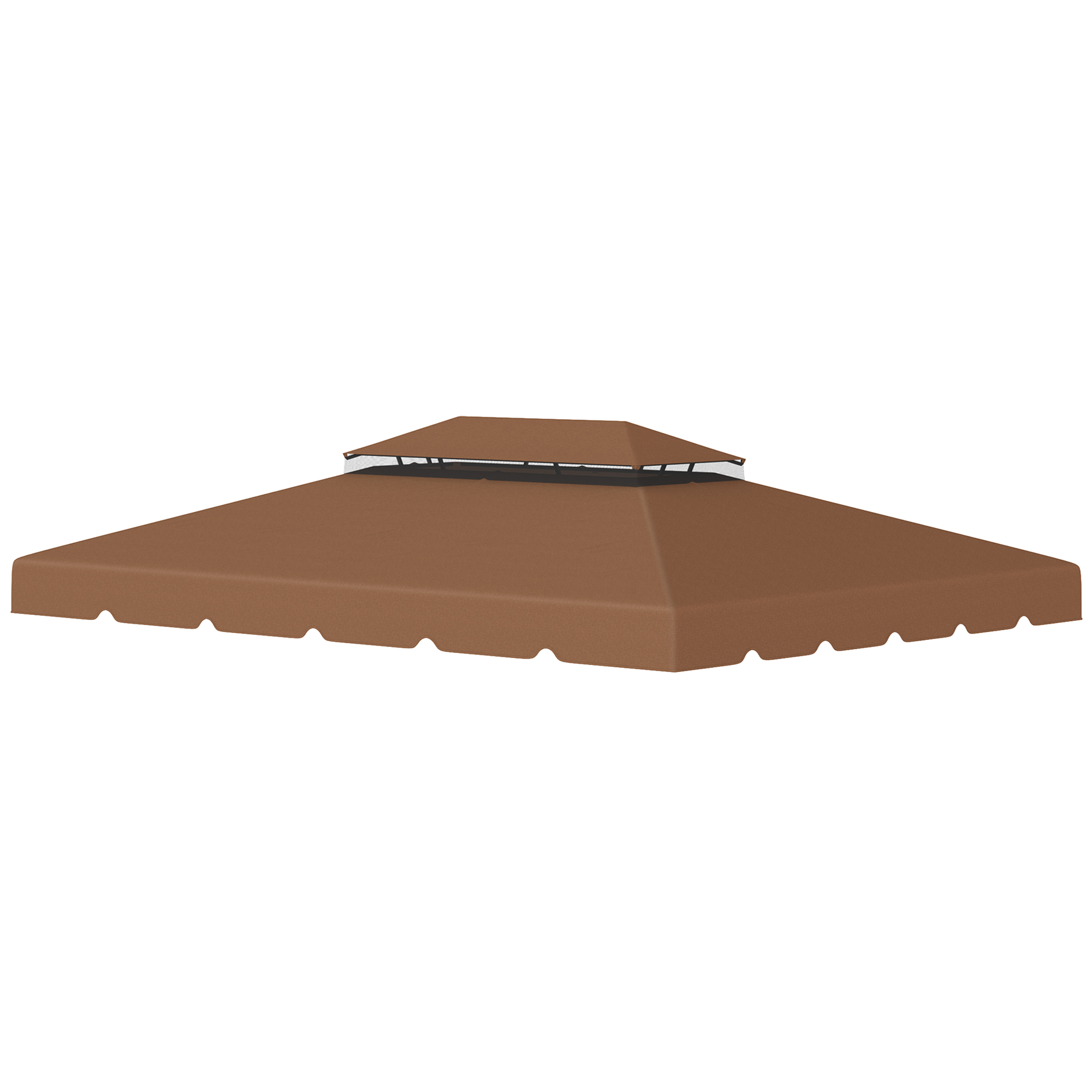 Outsunny Techo de Repuesto para Cenador 4x3 m Cubierta de Repuesto con Doble Techo y 8 Orificios de Drenaje Café
