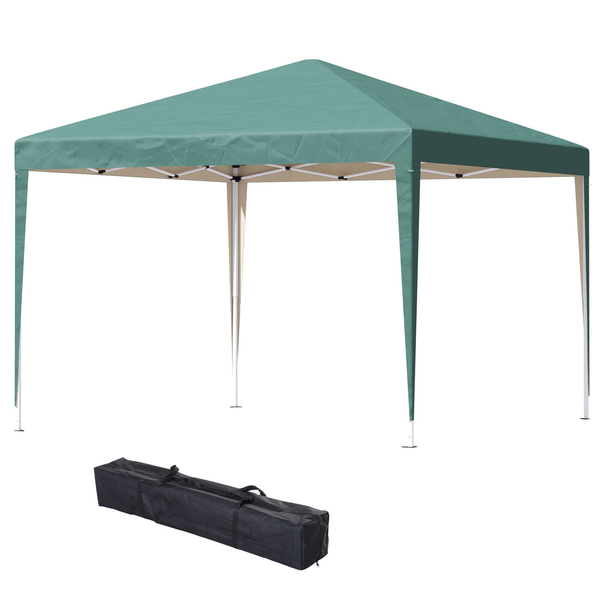 Outsunny Carpa Plegable 3x3 m con Bolsa de Transporte Altura Ajustable Anti-UV e Impermeable para Terraza Patio Playa Verde