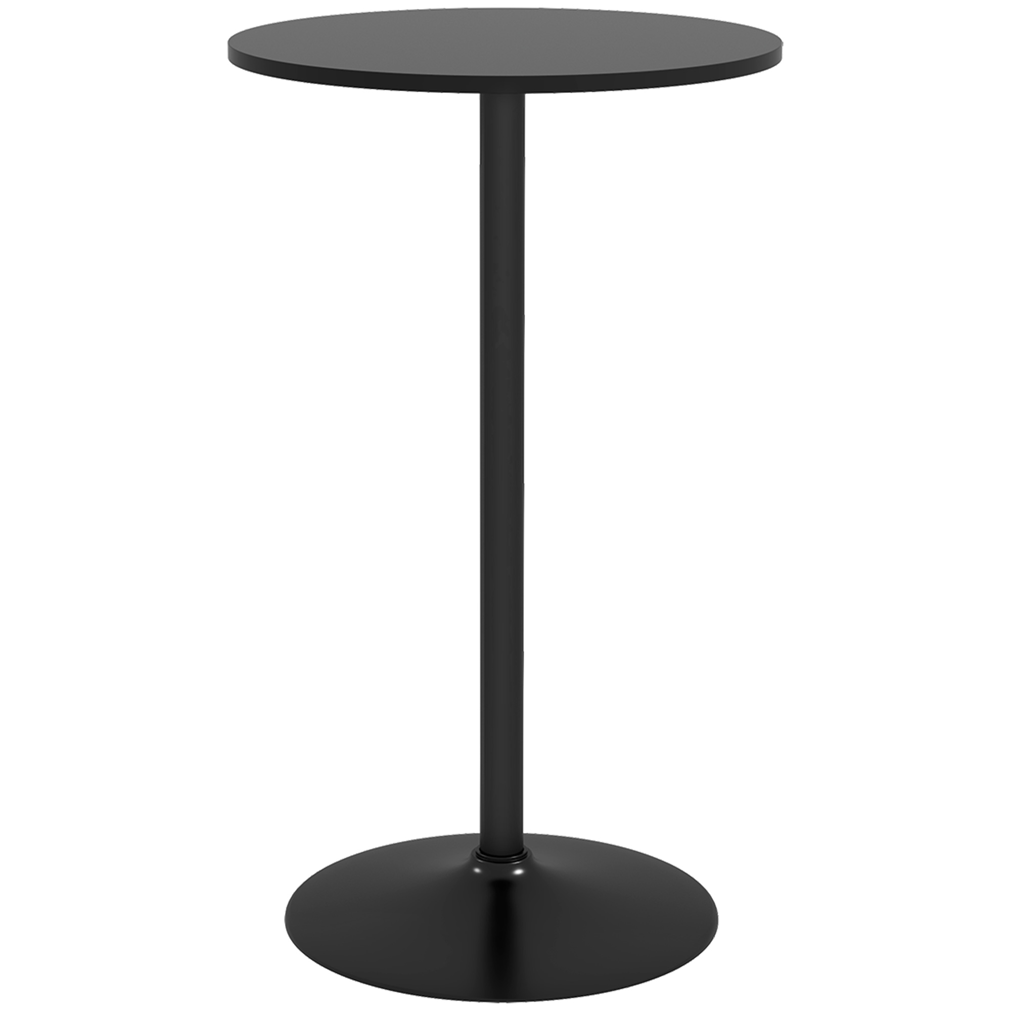 HOMCOM Mesa Alta de Bar Redonda Mesa de Cocina Moderna con Encimera Laminada y Marco de Acero para 2 Personas Ø60x102 cm Negro