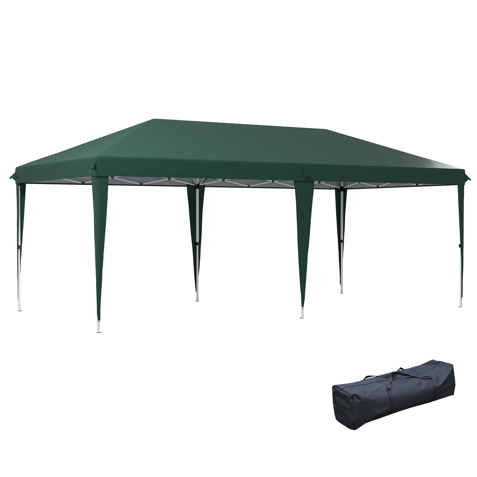 Outsunny Cenador de Jardín 6x3 m Gazebo Altura Ajustable 3 Niveles Bolsa de Transporte Marco de Acero Anti-UV Verde   Aosom España