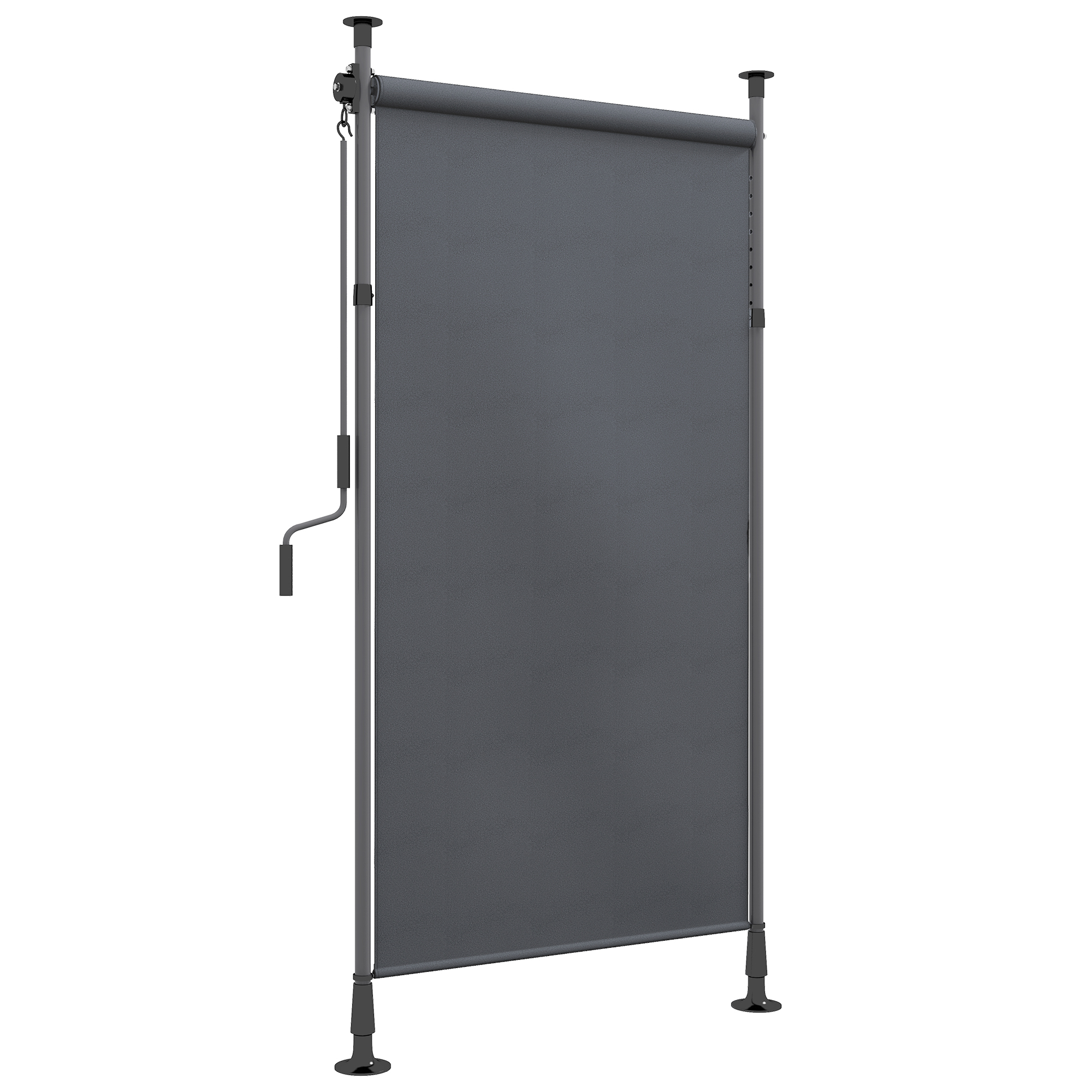 Outsunny Klemmarkise, Zonder Boren Verstelbaar Vloer tot Plafond Zonnescherm 150x220-310 cm Donkergrijs Aluminium UV30+ Weerbestendig | Aosom.nl