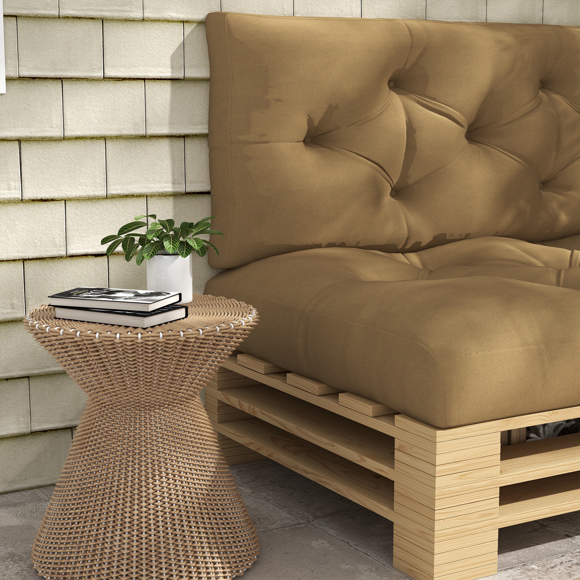 Outsunny Patio Chair Cushions, 4-Piece Pallet Seat and Back Pillows, Replacement Set for Indoor/Outdoor, Beige