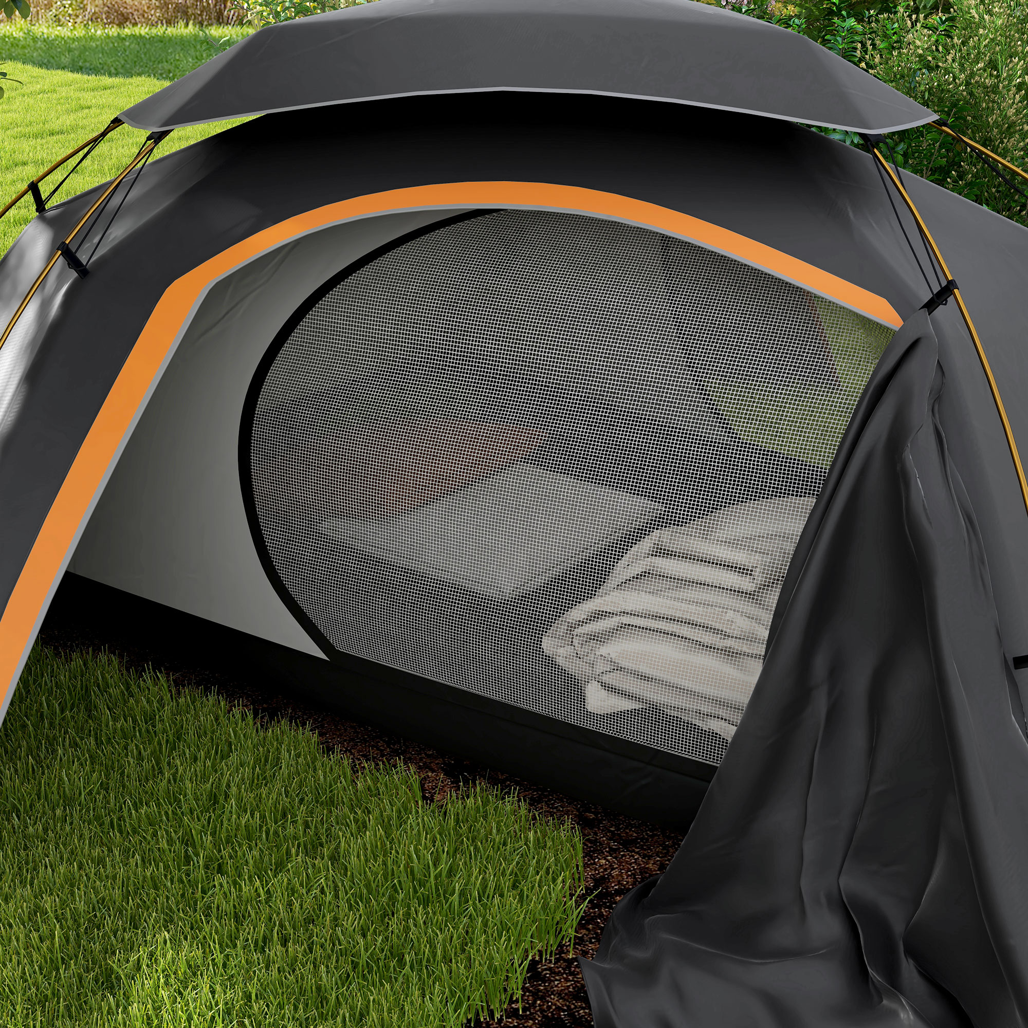Outsunny Dome Camping Tent with Aluminium Frame, Removable Rainfly, 2000mm Waterproof, for 1-2 Persons, Grey