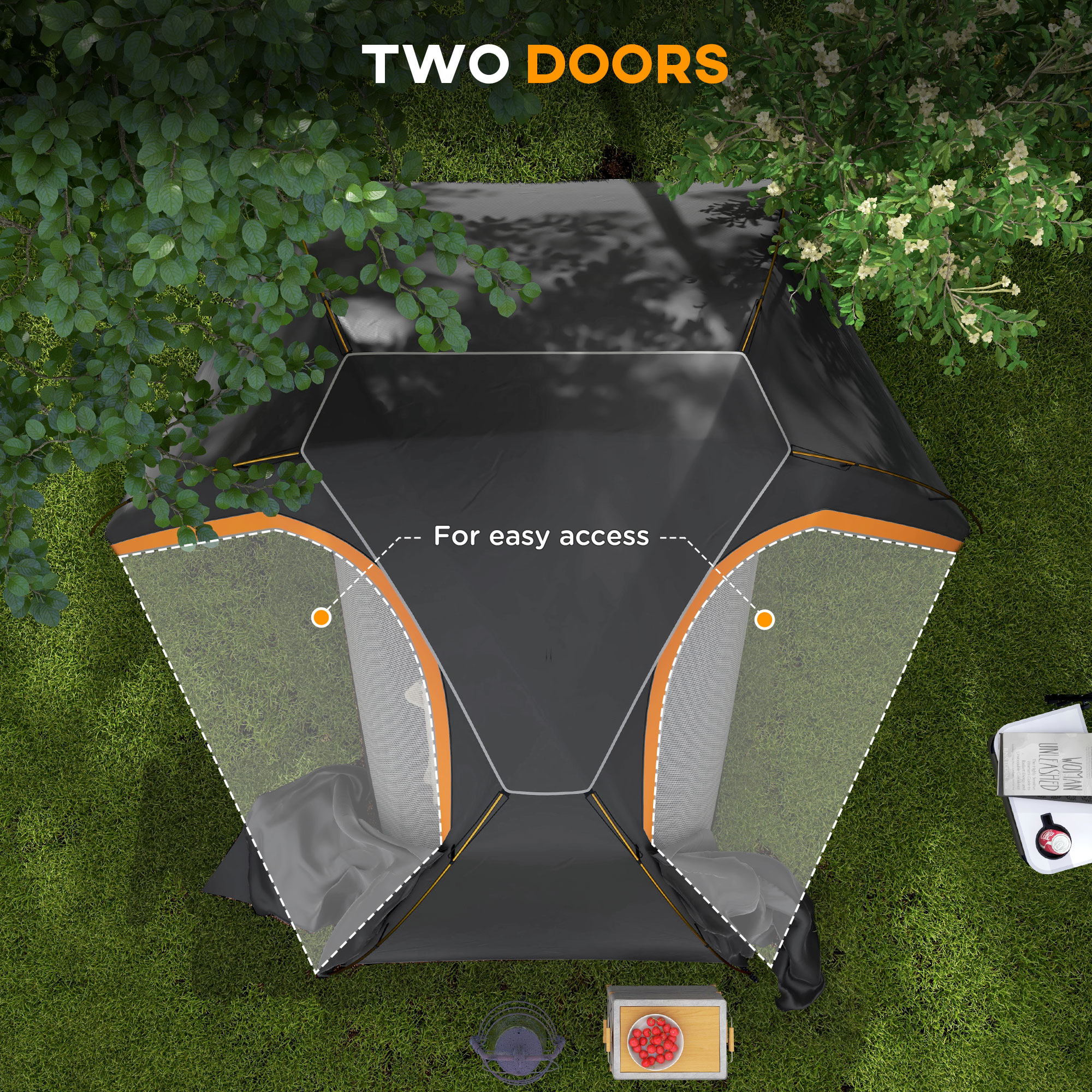 Outsunny Dome Camping Tent with Aluminium Frame, Removable Rainfly, 2000mm Waterproof, for 1-2 Persons, Grey