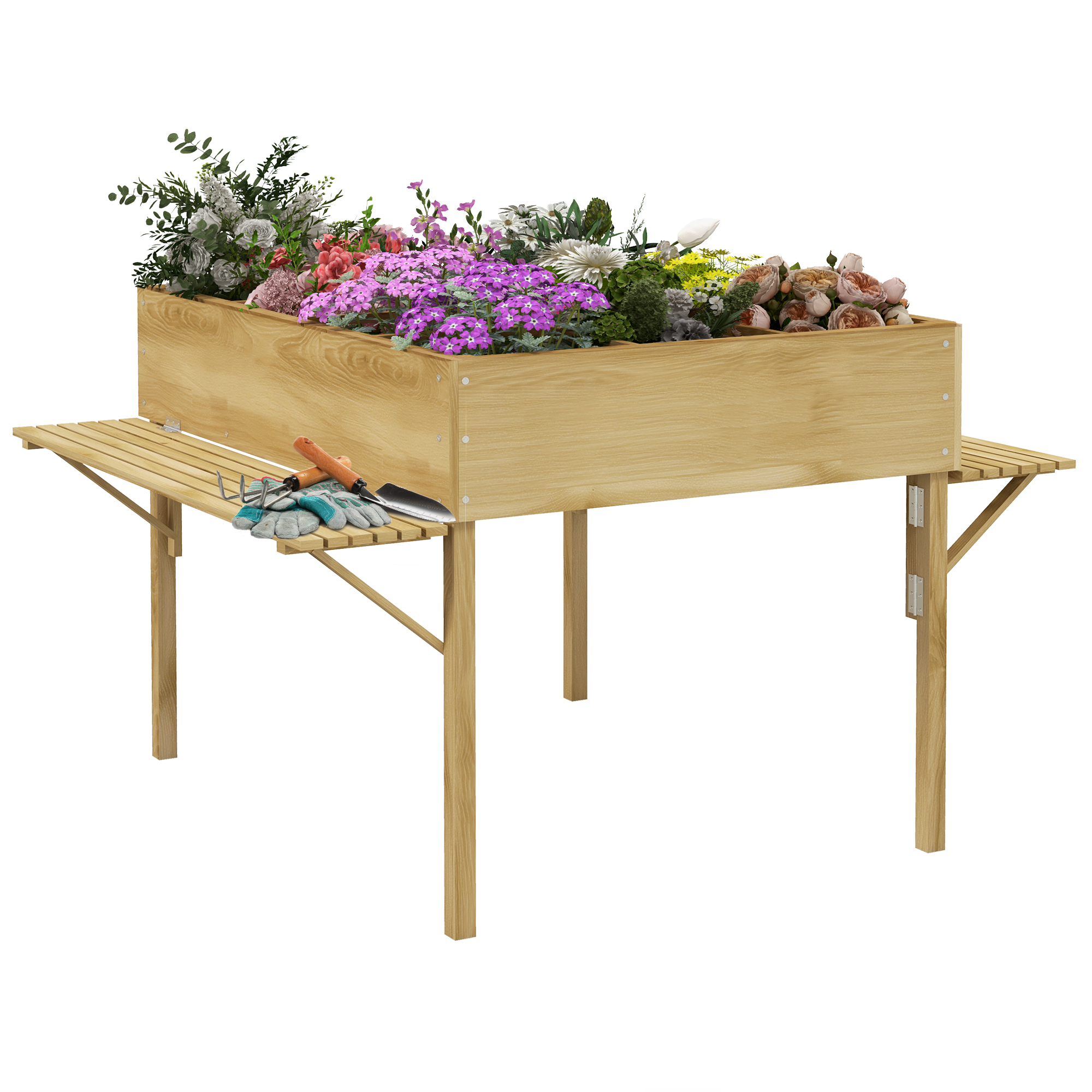 Outsunny Verhoogde Tuinbak Met Kasdak, Verhoogde Plantenbak Met Afvoergaten 100 X 48 X 124 Cm Zwart~1spkh81t1vg00