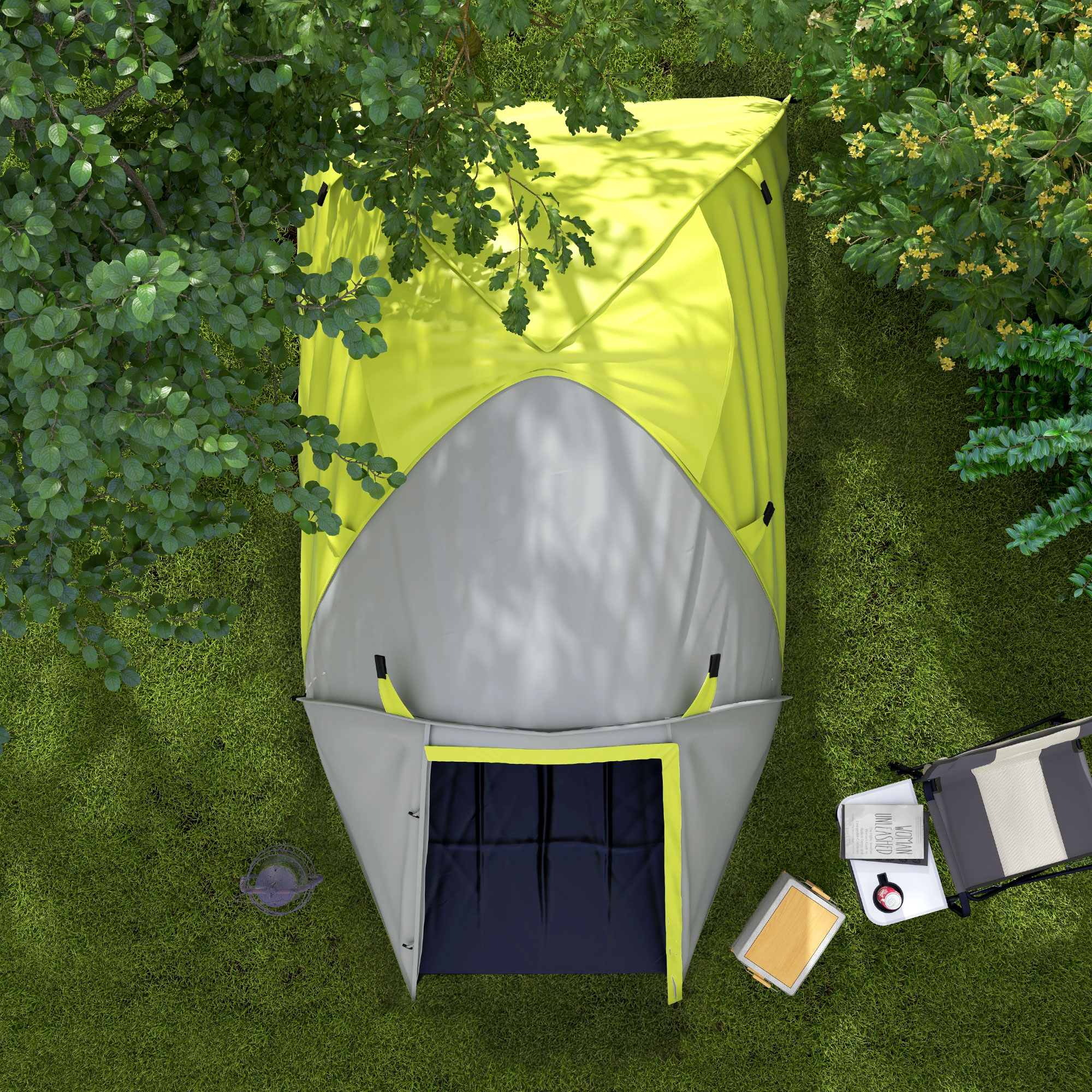 Outsunny Waterproof Camping Tent for 2-3 Persons with Dual Rooms, Portable, Ideal for Fishing Hiking Festivals, Yellow