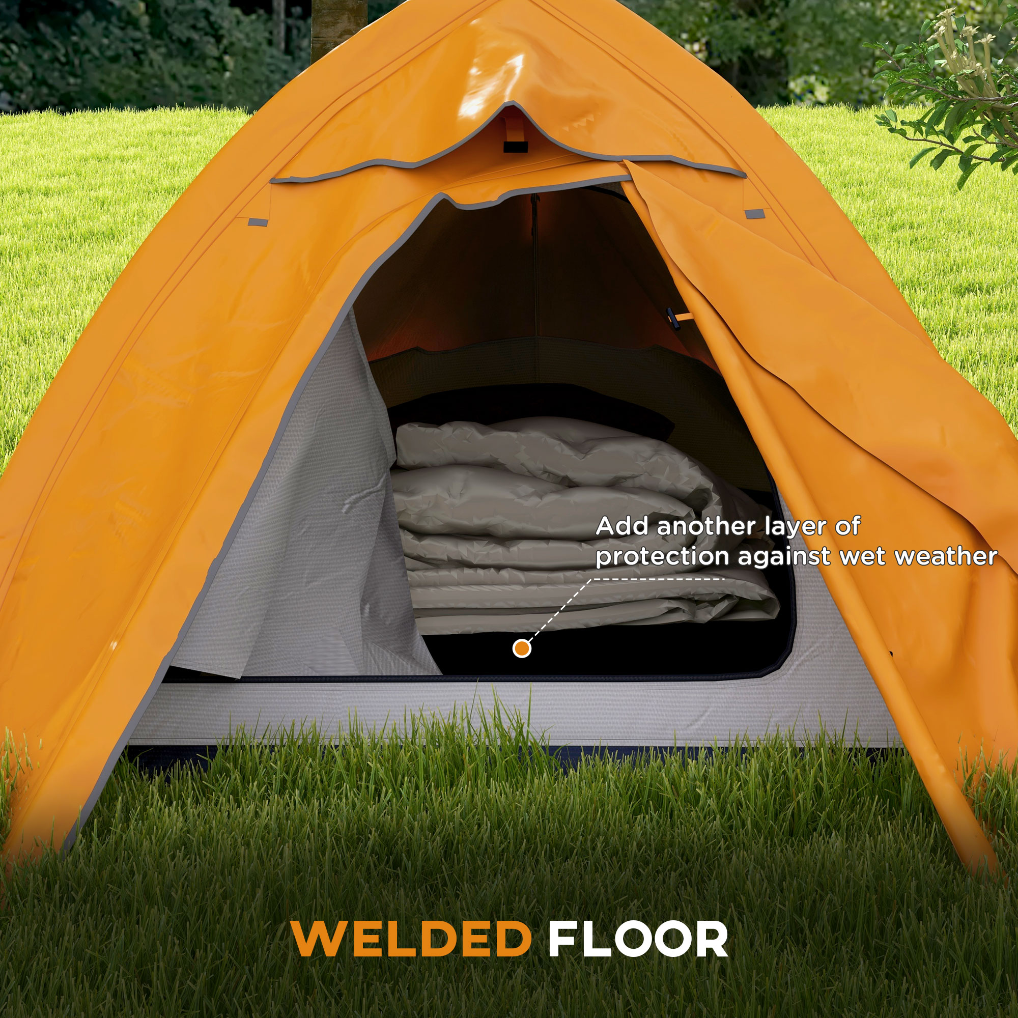 Outsunny Backpacking Tent for 1-2, Double Layer Camping Shelter with Carry Bag, 2000mm Waterproof, Lightweight, Orange
