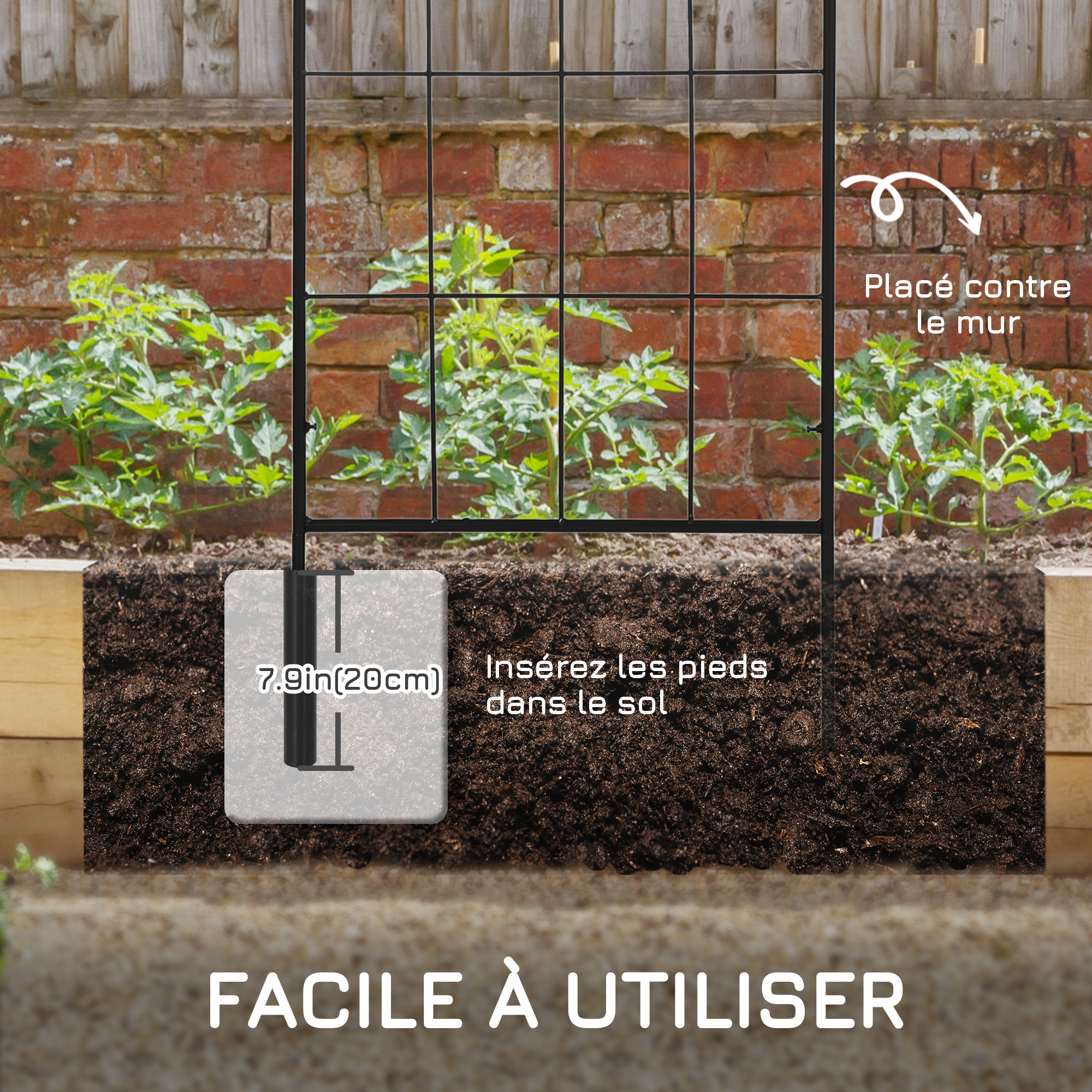 Treillis De Jardin En Métal, Lot De 2 - 183 X 51 Cm, Noir, Pour Plantes Grimpantes, à Planter, Brise-vue Décoratif