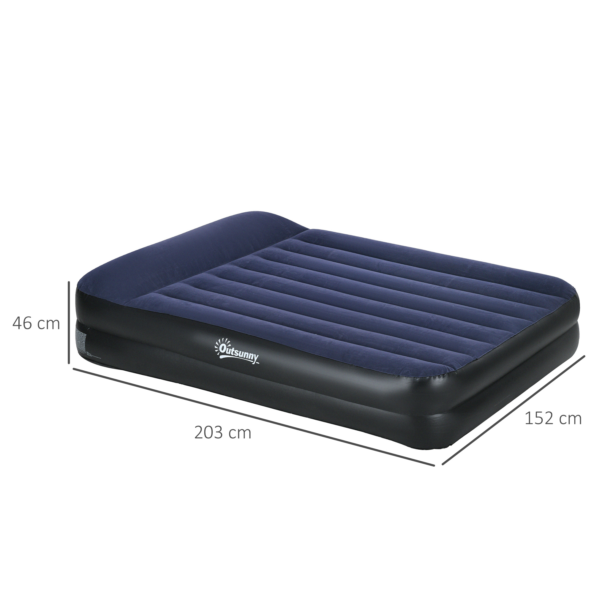 Outsunny Queen Inflatable Air Mattress with Built-in Electric Pump, Integrated Pillow for Comfortable Sleep