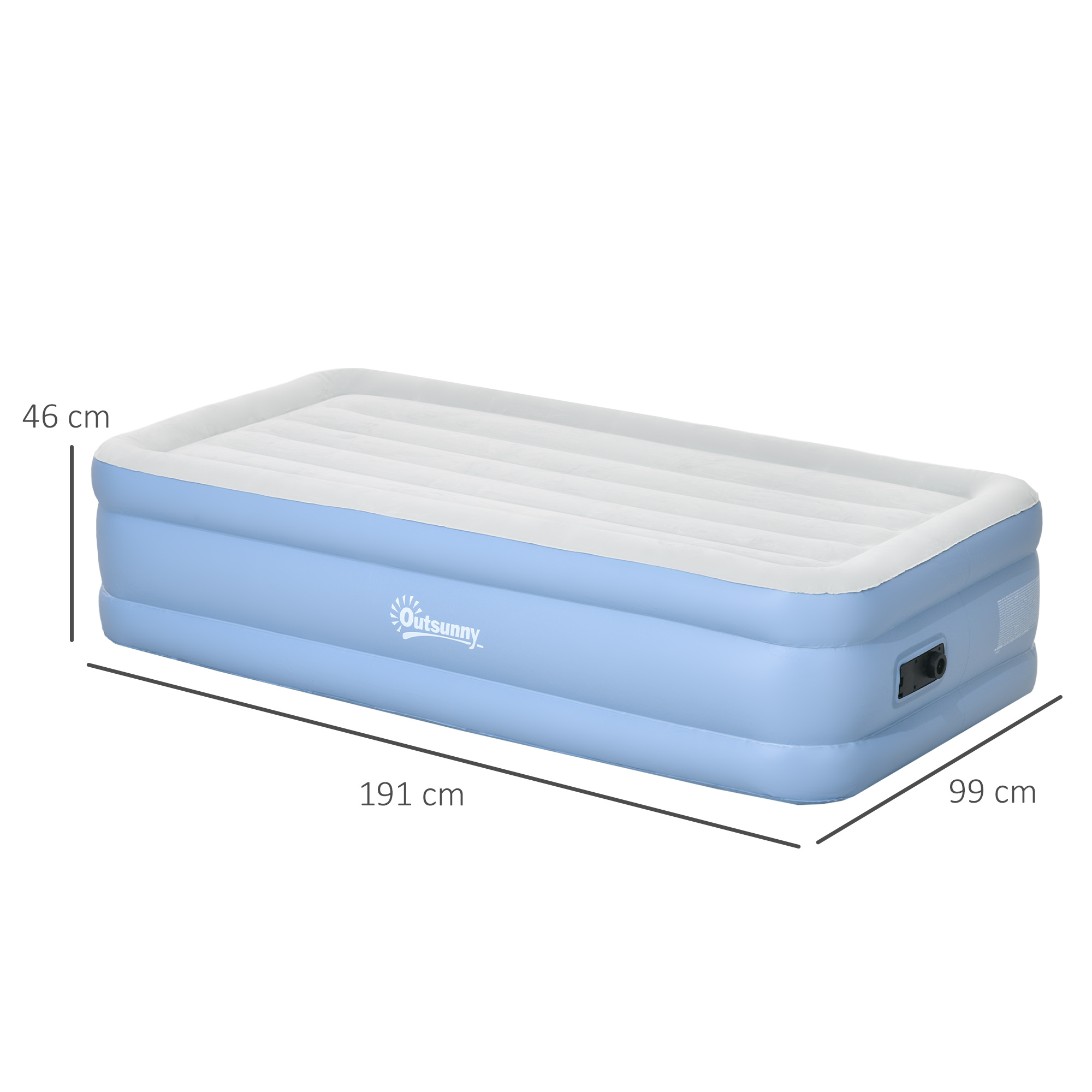 Outsunny Comfortable Single Inflatable Air Mattress, with Quick-Fill Built-In Electric Pump