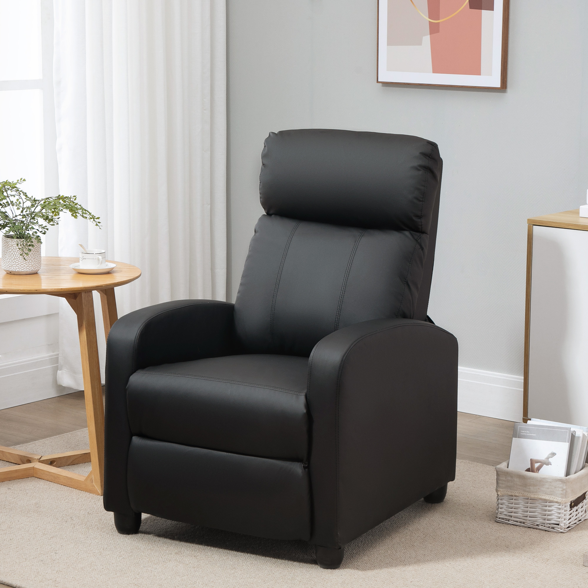 HOMCOM Recliner Sofa Chair PU Leather Massage Armcair w/ Footrest and Remote Control for Living Room, Bedroom, Home Theater, Black