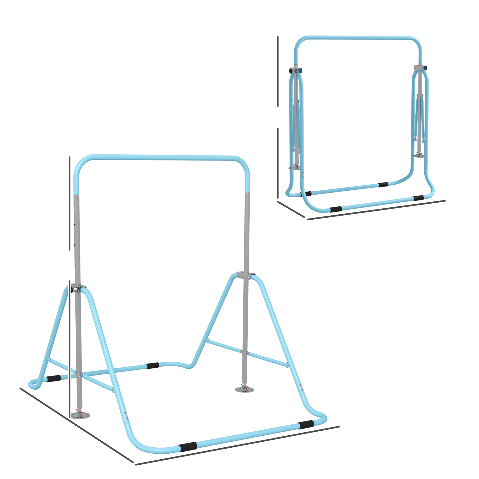 HOMCOM Kids Gymnastics Bar w/ Adjustable Height, Foldable Horizontal Bars, Green