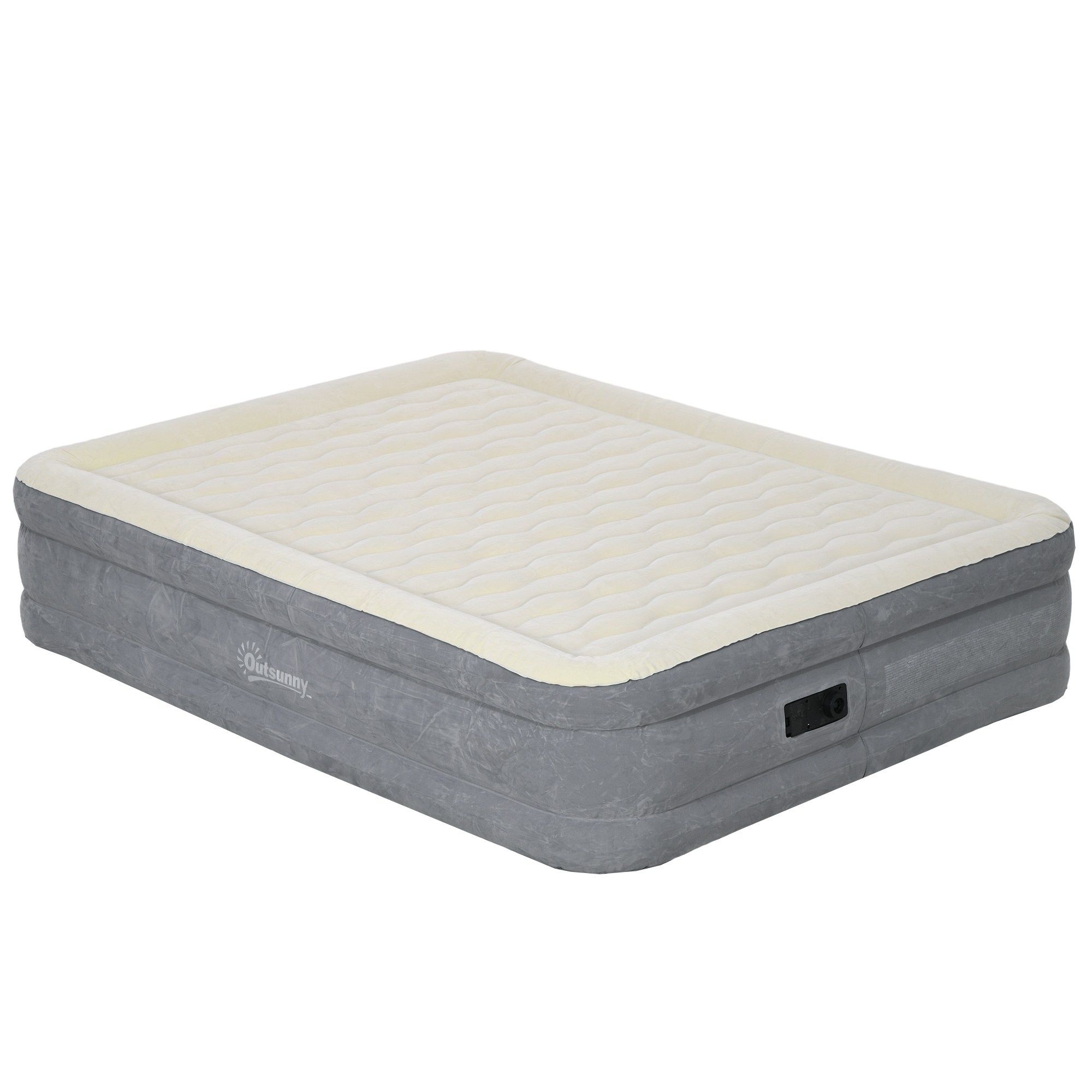 Outsunny Letto Gonfiabile Singolo con Pompa di Gonfiaggio Inclusa e Borsa, 92x203x46 cm, Beige Aosom