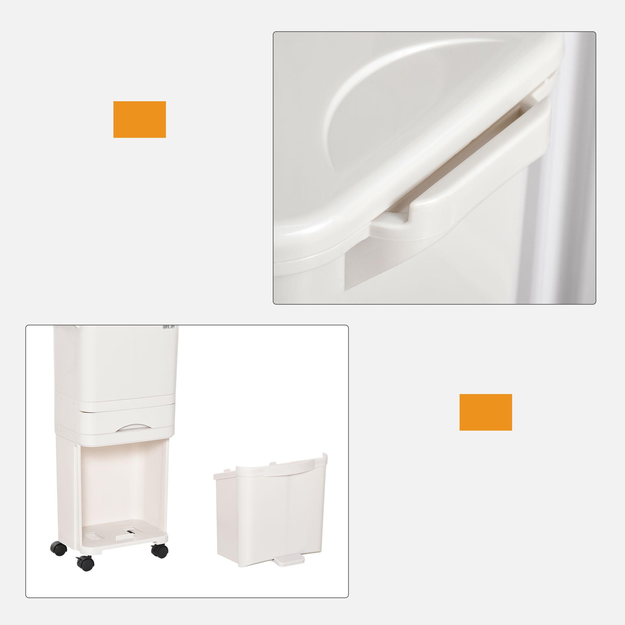 4 Cestini Portarifiuti Da Cucina Da Appendere, In Plastica PP, 23x18x9 Cm, Bianchi, Per Organizzare Gli Scarti - 2