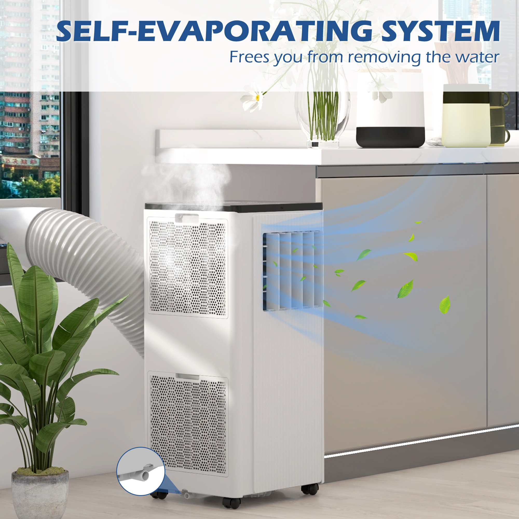 HOMCOM 9,000 BTU Mobile Air Conditioner, 20mÂ², Smart Home WiFi, with Dehumidifier, Fan, 24H Timer, Window Kit, White