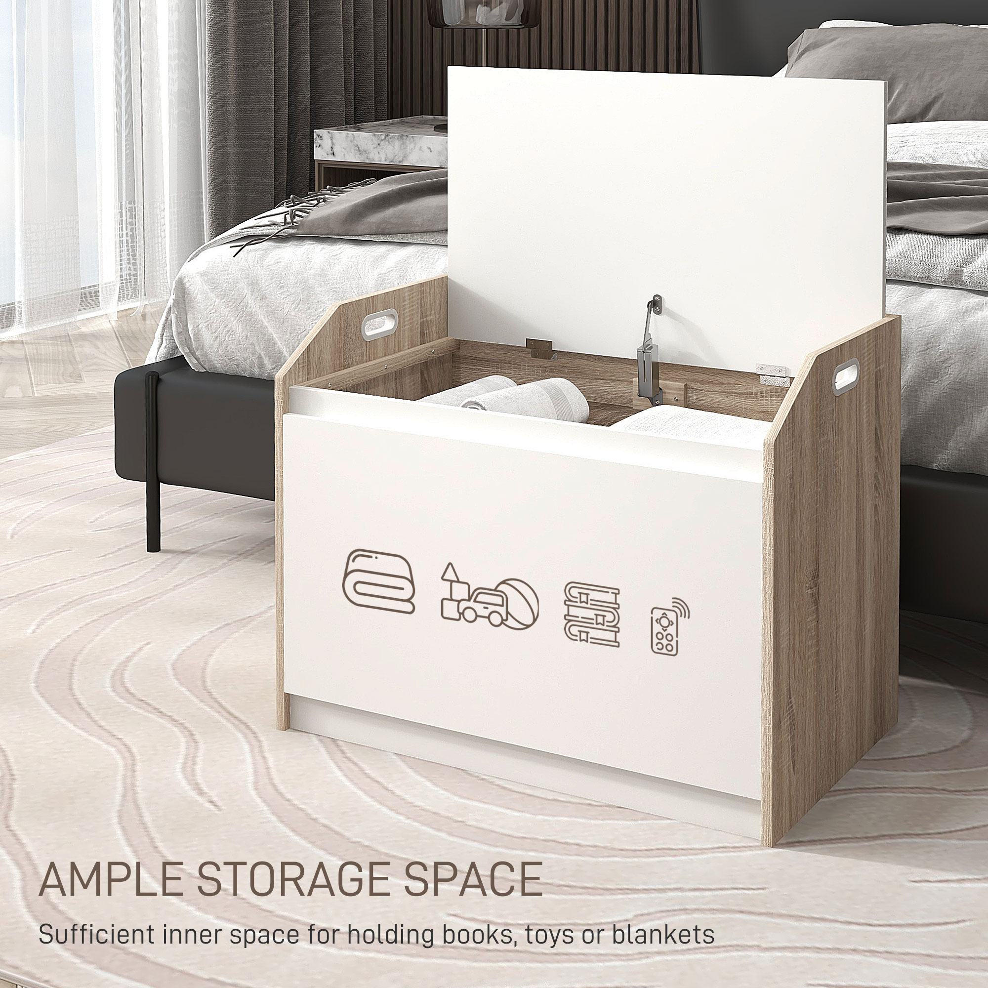 HOMCOM Storage Ottoman, Modern Storage Box with Lift Top and Hidden Space for Entryway, Living Room, Play Room, White