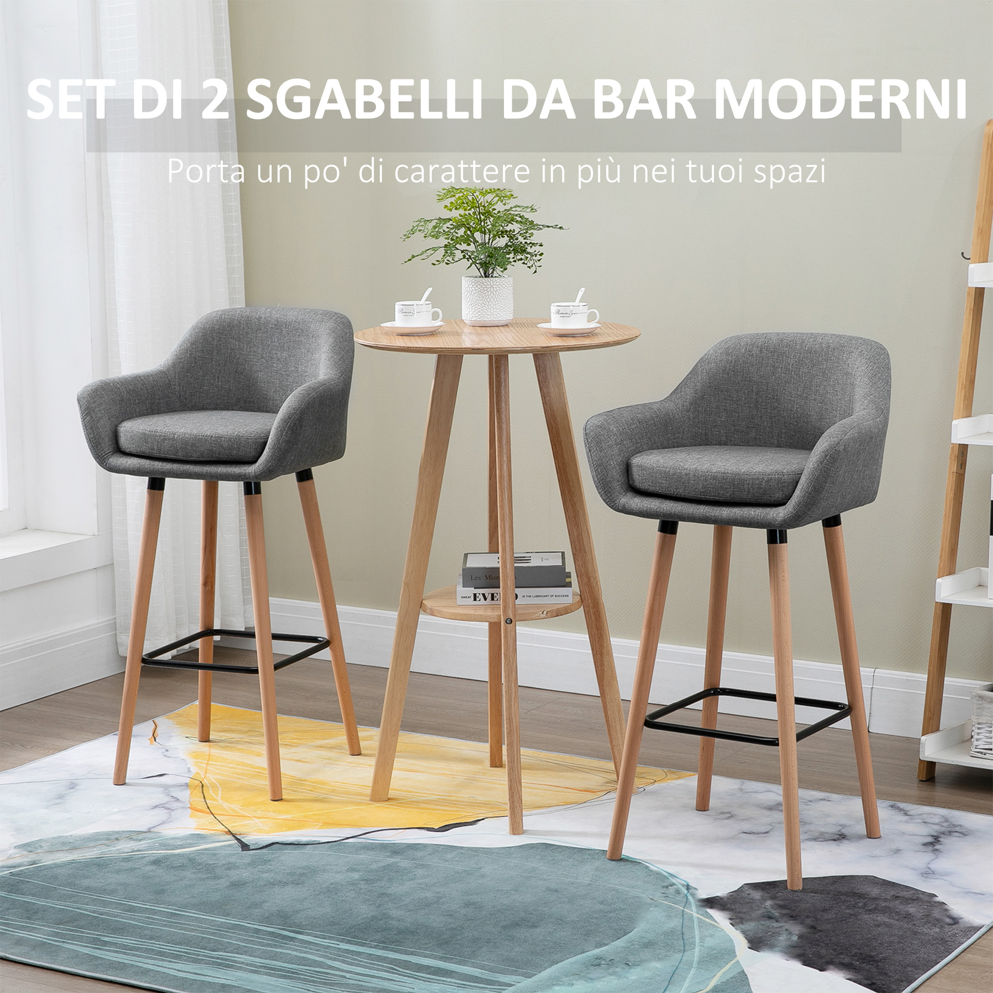 HOMCOM Set Di 2 Sgabelli Da Bar In Velluto Oro, Con Schienale E Poggiapiedi, Moderni, Per Cucina E Soggiorno, 46,5x48x93 Cm, Carico 120 Kg